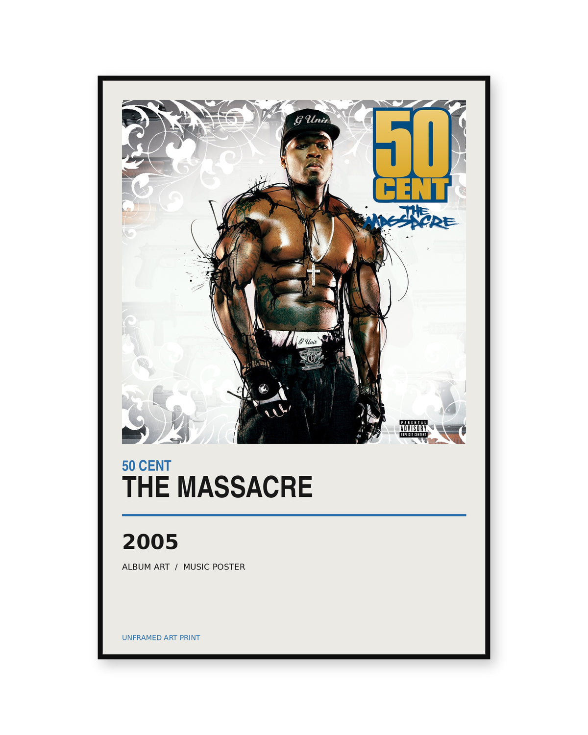 The Massacre 50 Cent unframed album poster - white background view