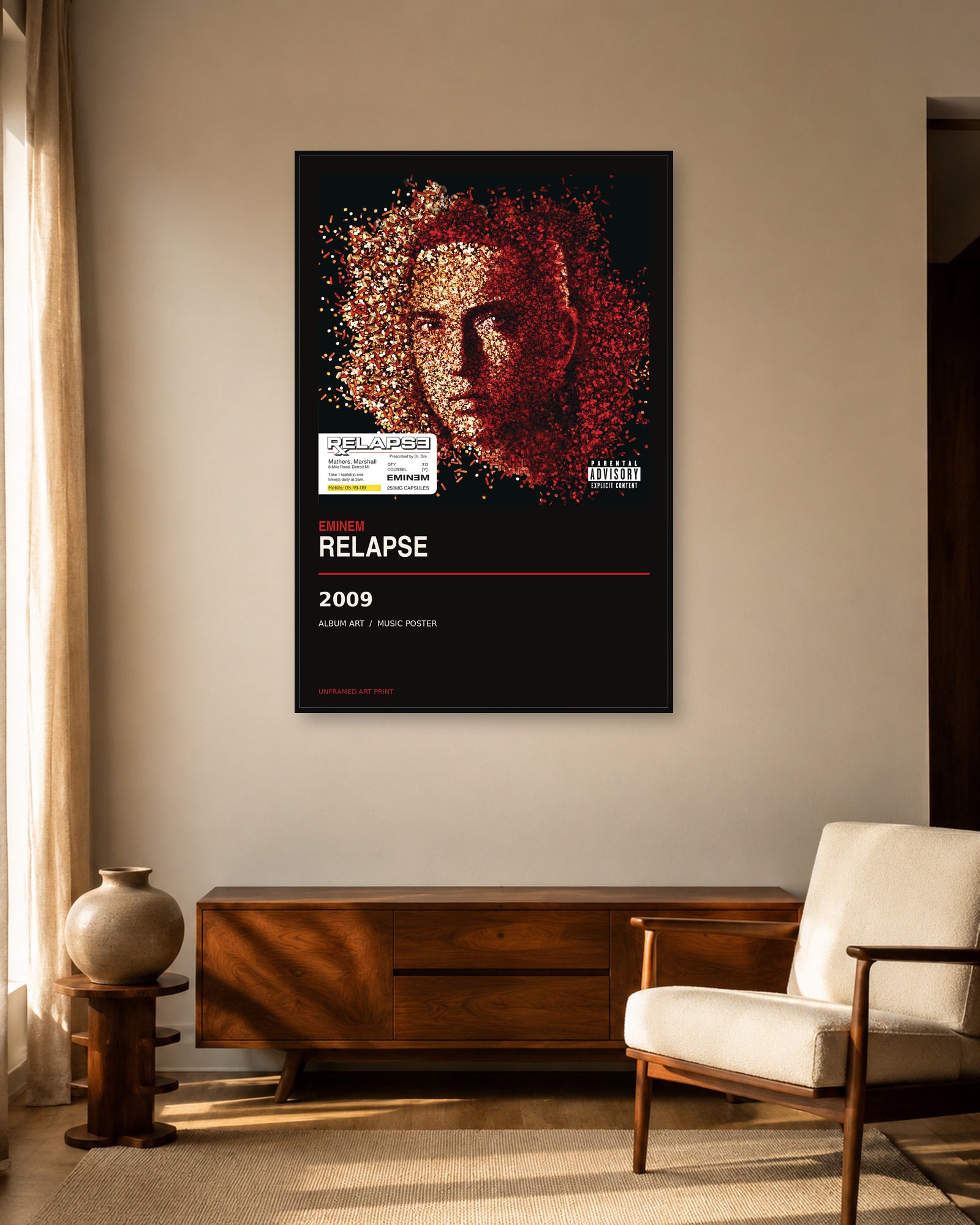 Eminem Relapse unframed album poster - living room scene