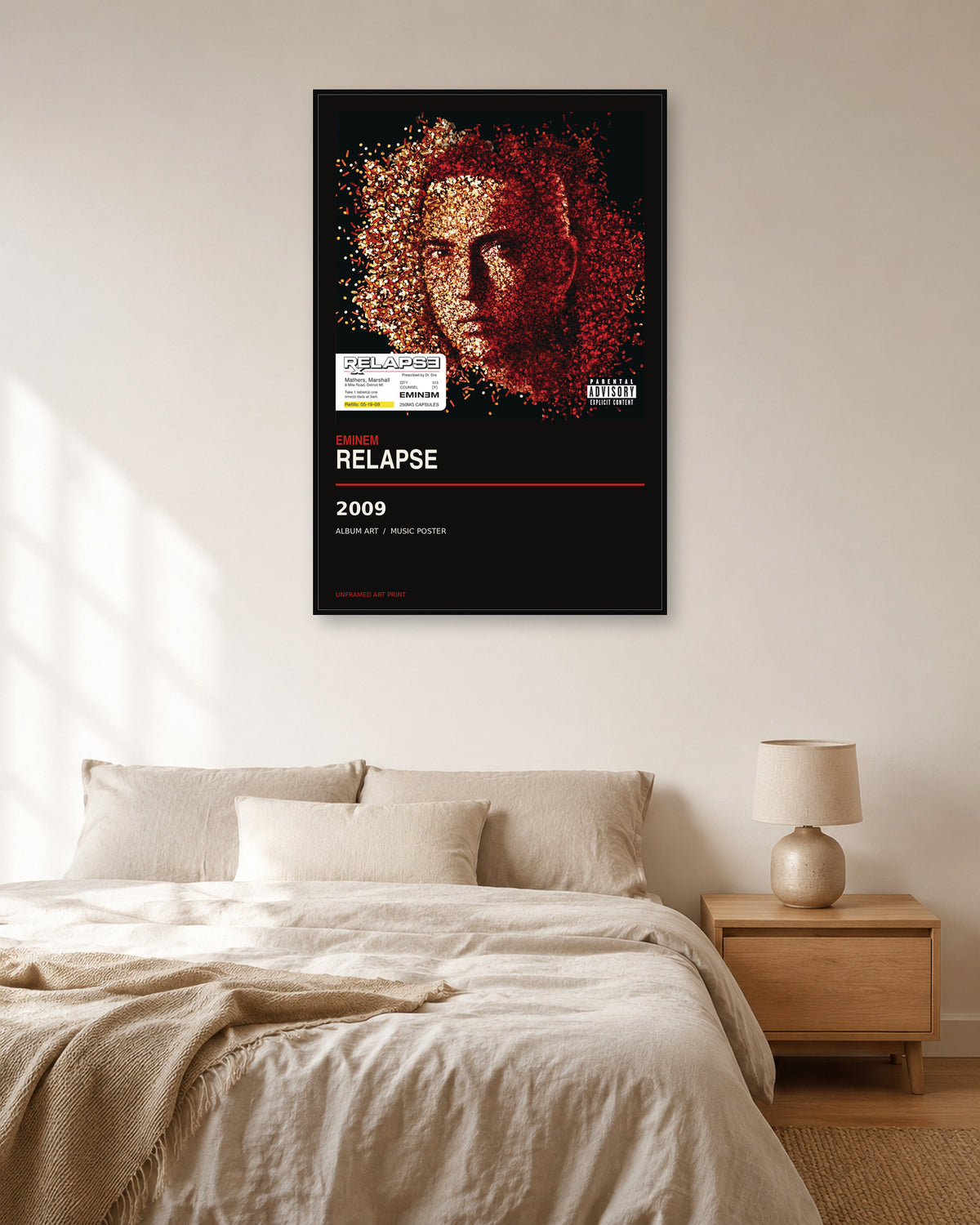 Eminem Relapse unframed album poster - bedroom scene