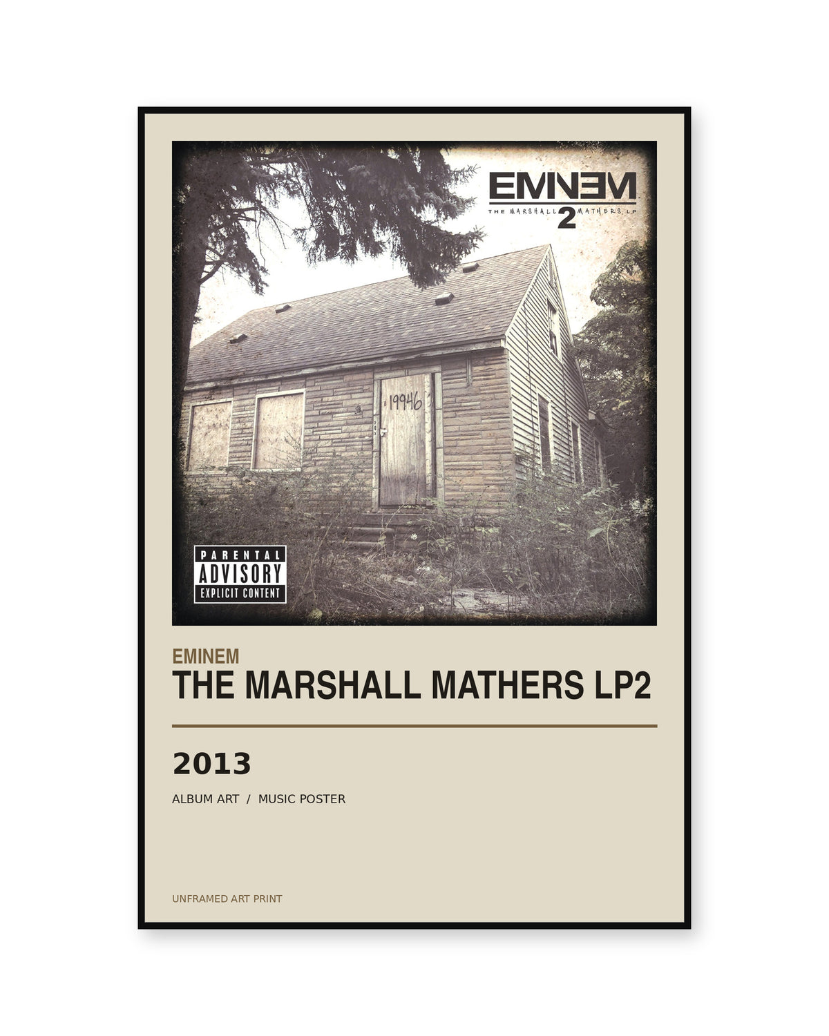 Eminem The Marshall Mathers LP2 unframed album poster - white background