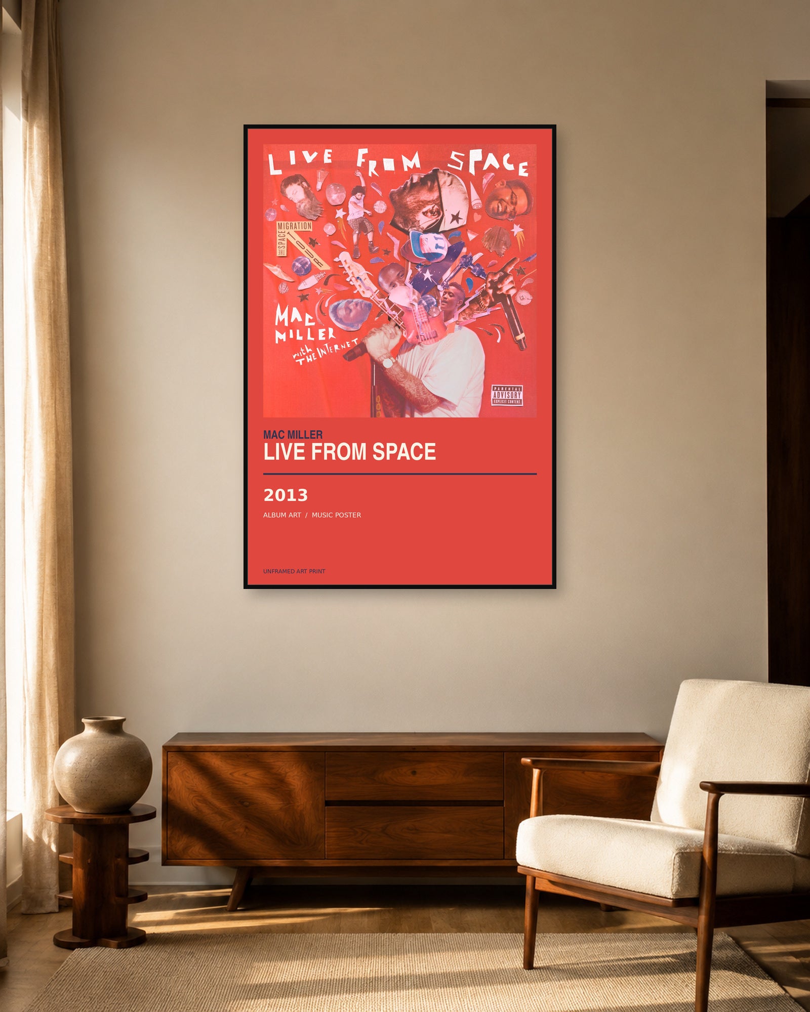 Live From Space Mac Miller unframed album poster - living-room view