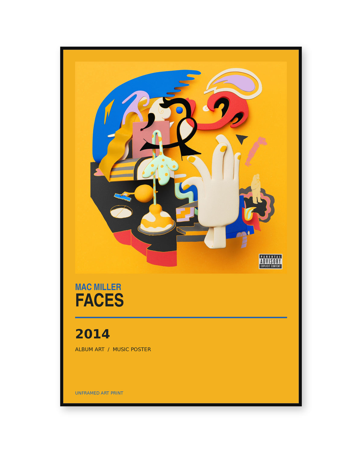 Faces Mac Miller unframed album poster - white-background view