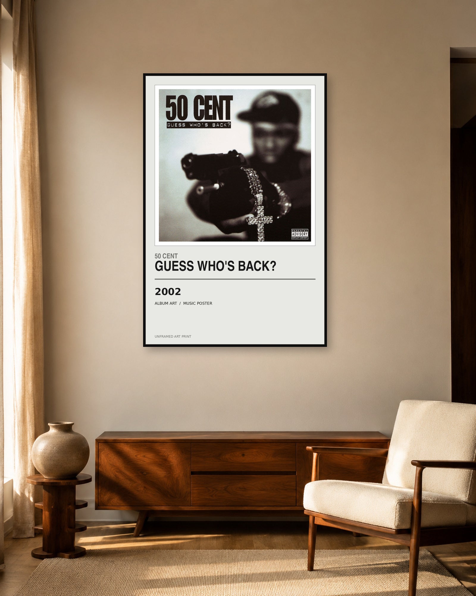 Guess Who’s Back? 50 Cent unframed album poster - living room view