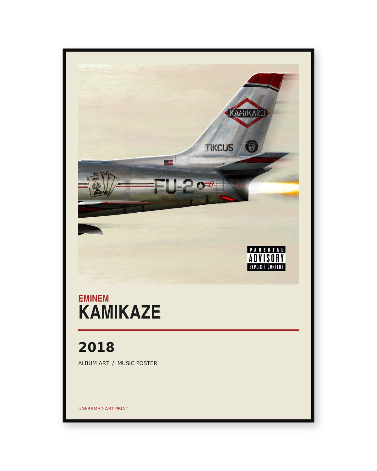 Eminem Kamikaze unframed album poster - white background
