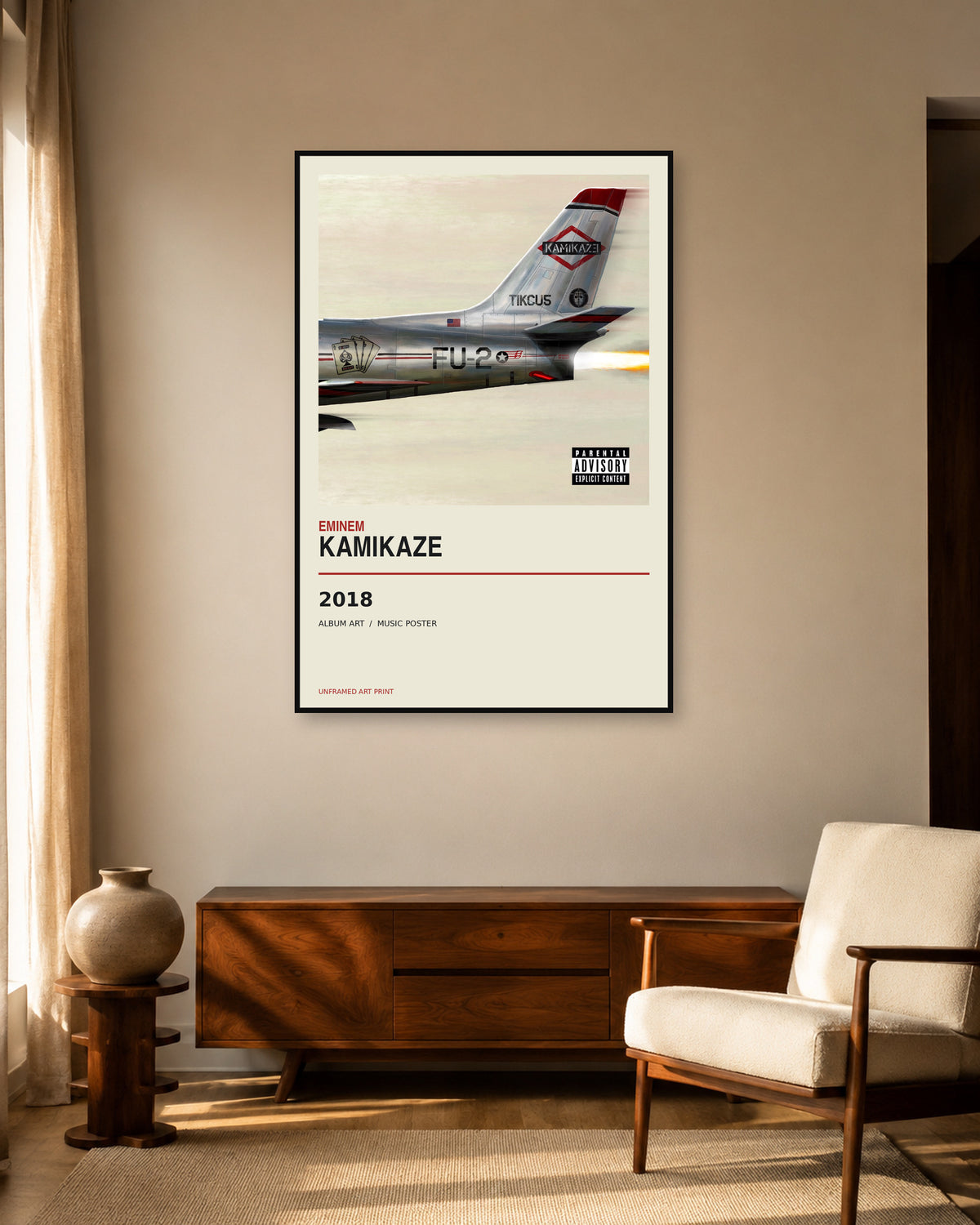 Eminem Kamikaze unframed album poster - living room scene