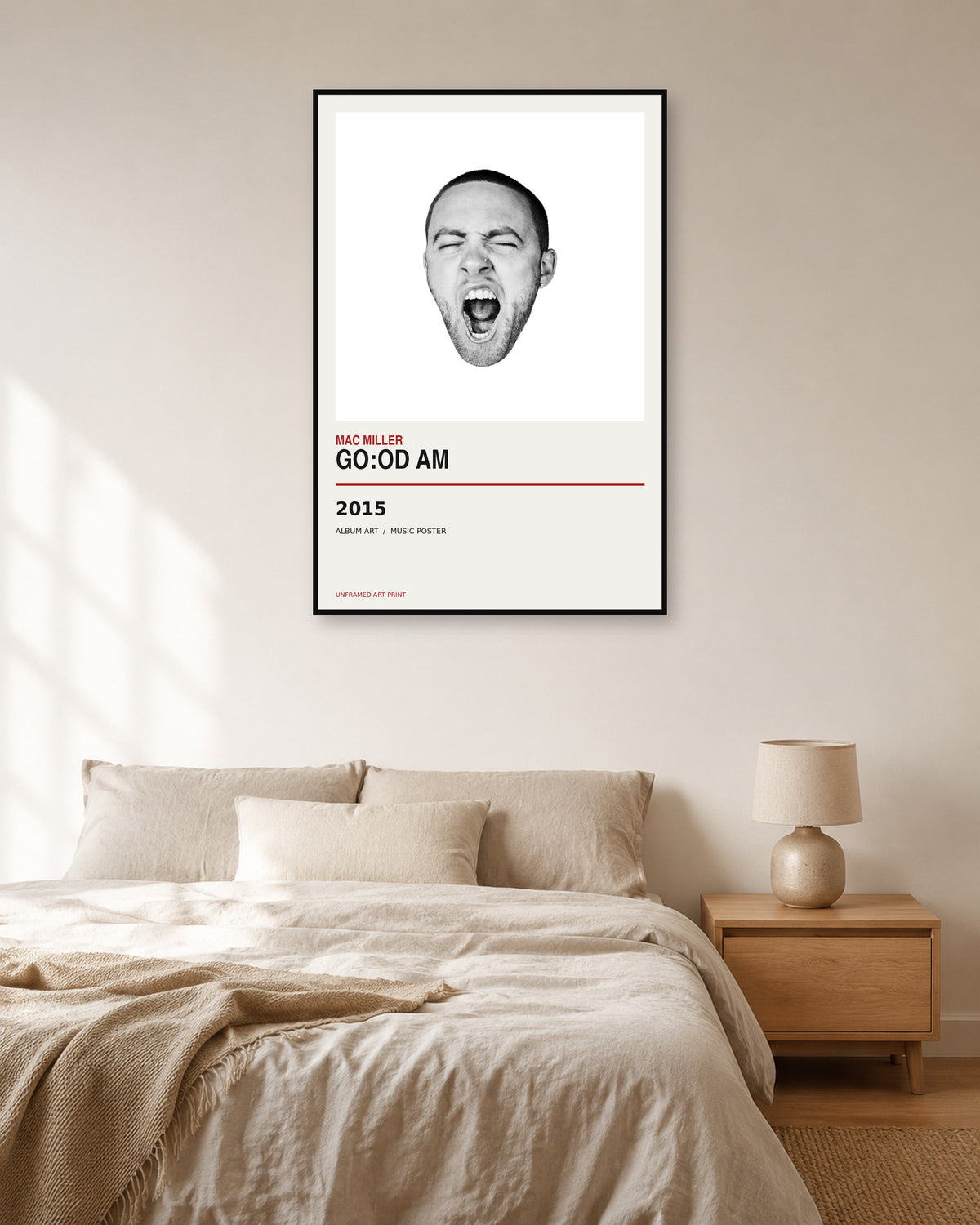 GO:OD AM Mac Miller unframed music poster - bedroom view
