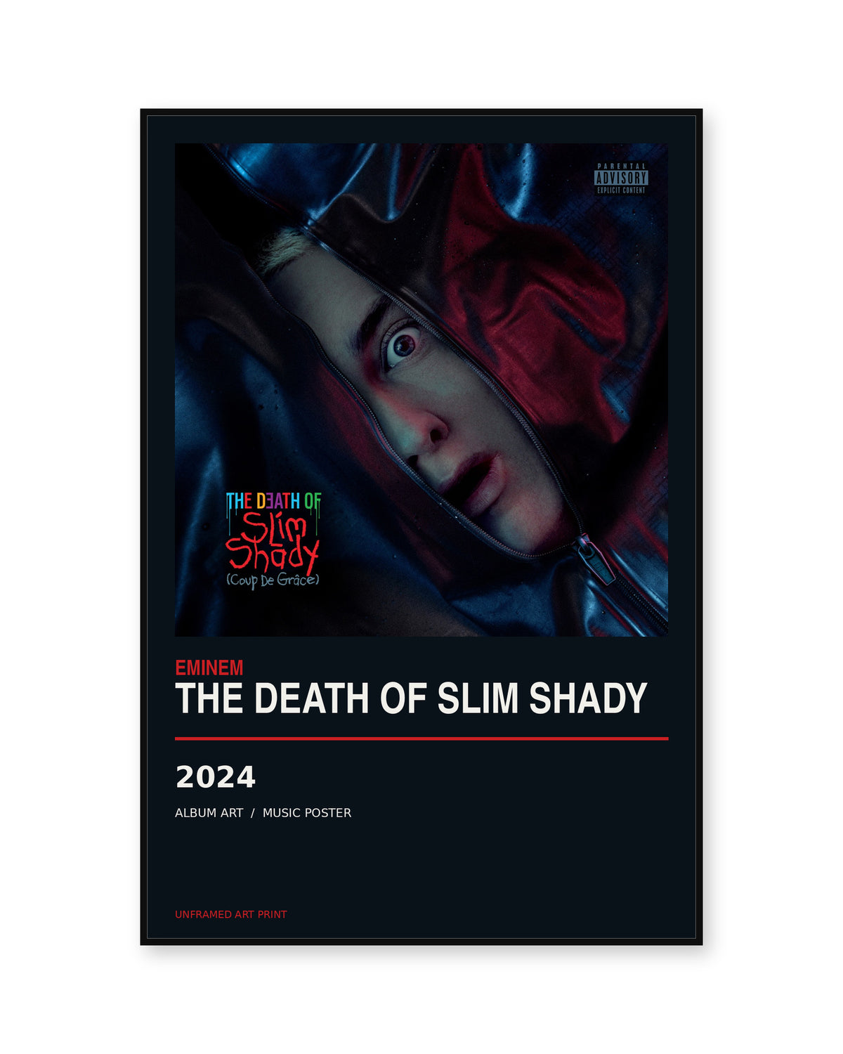 Eminem The Death of Slim Shady unframed album poster - white background
