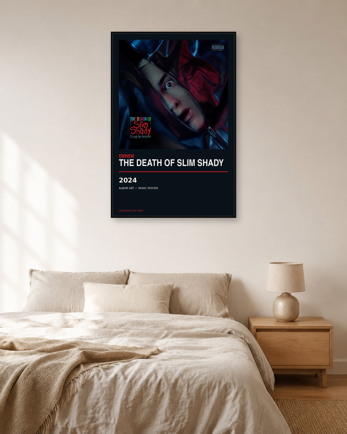 Eminem The Death of Slim Shady unframed album poster - bedroom scene