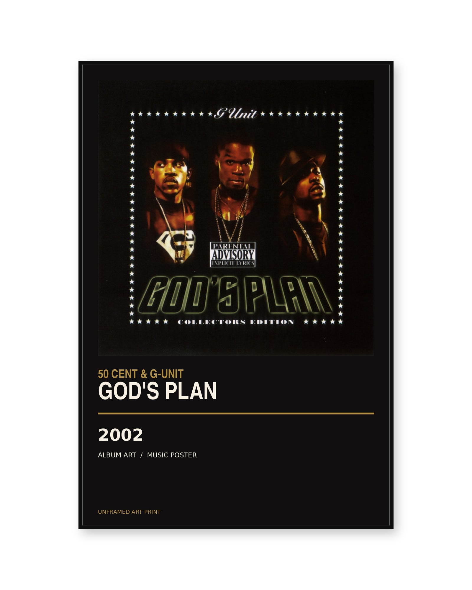 God’s Plan 50 Cent unframed album poster - white background view