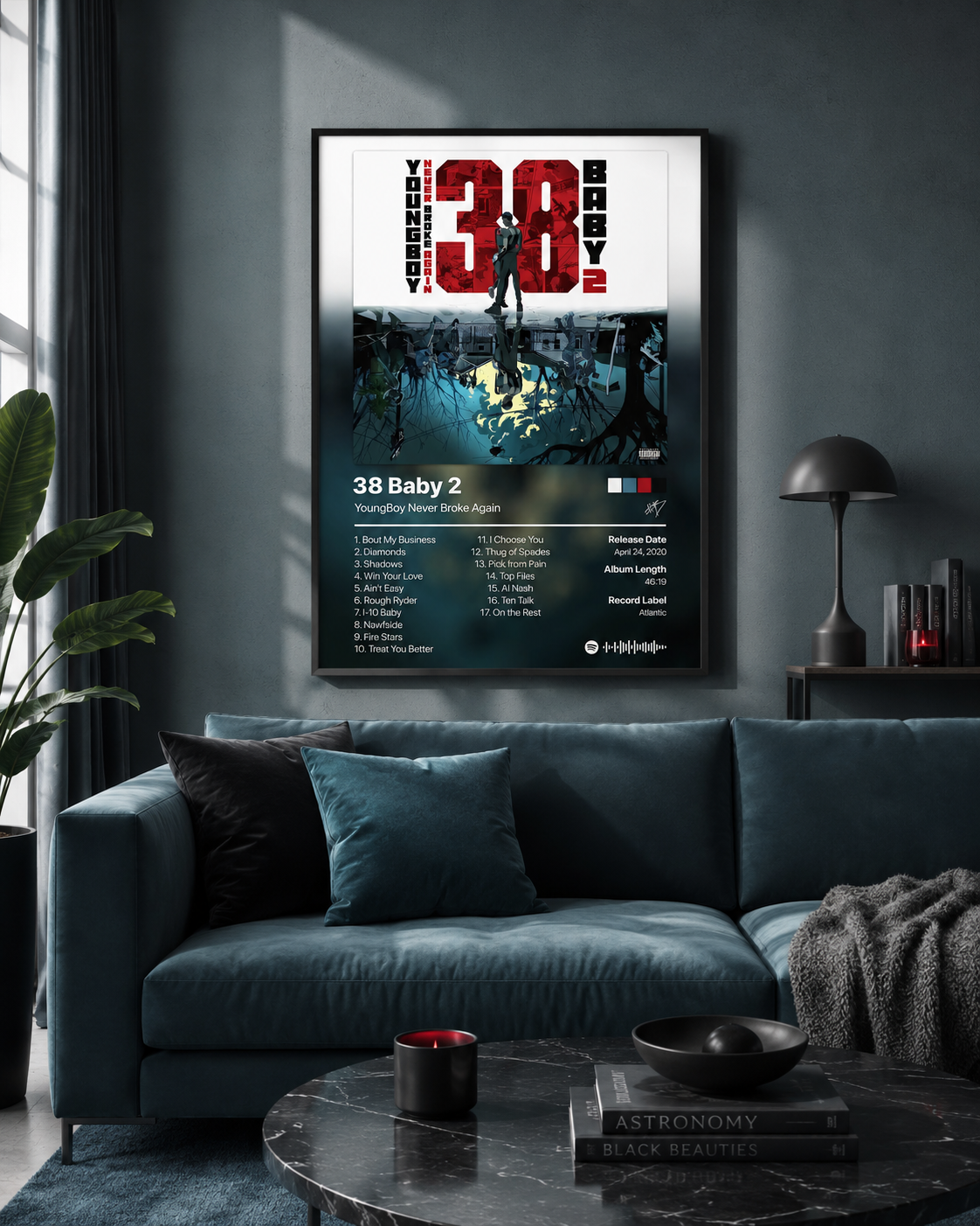 YoungBoy Never Broke Again 38 Baby 2 Tracklist Poster | Unframed Bedroom Wall Art