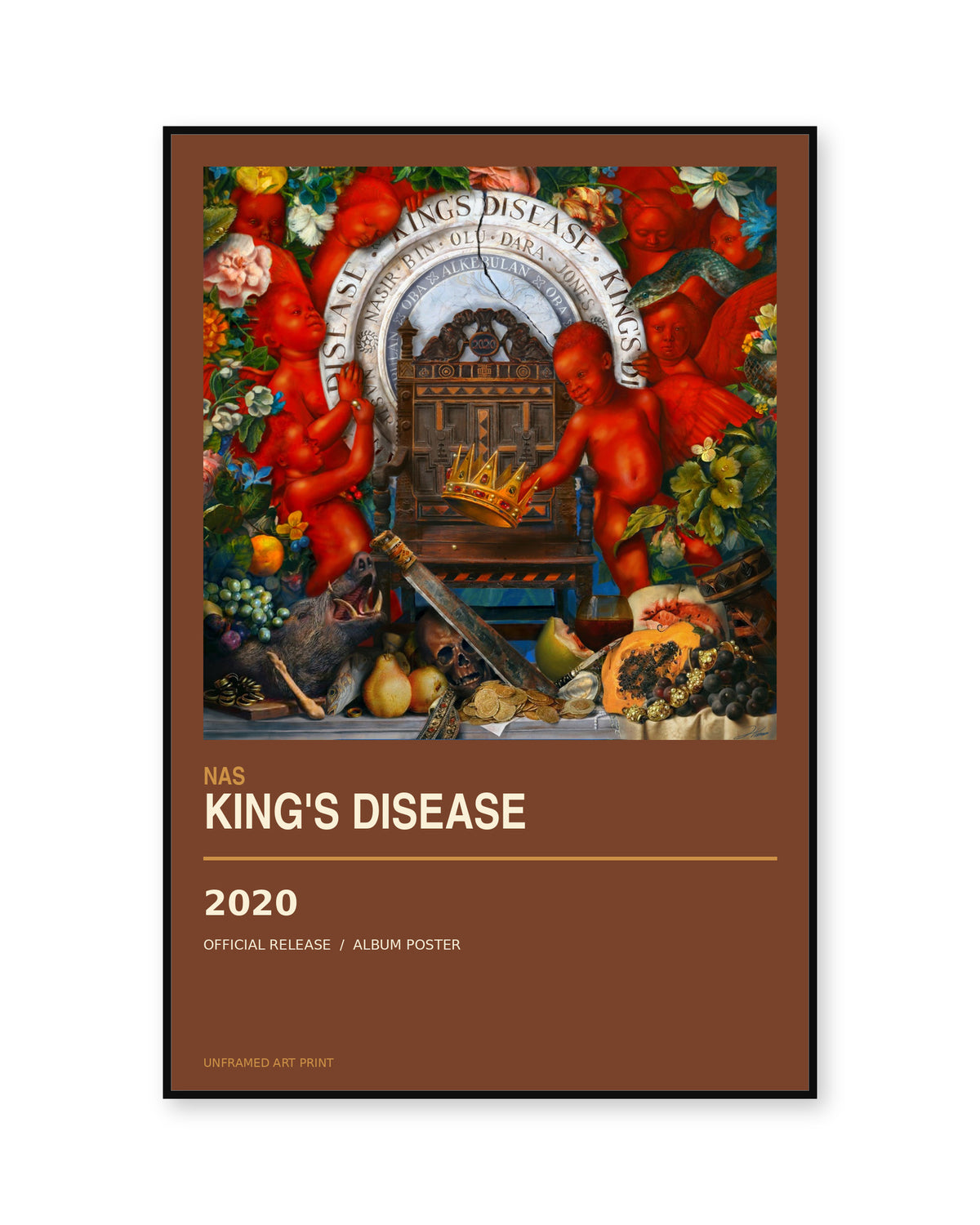 Nas King's Disease album poster - white background view