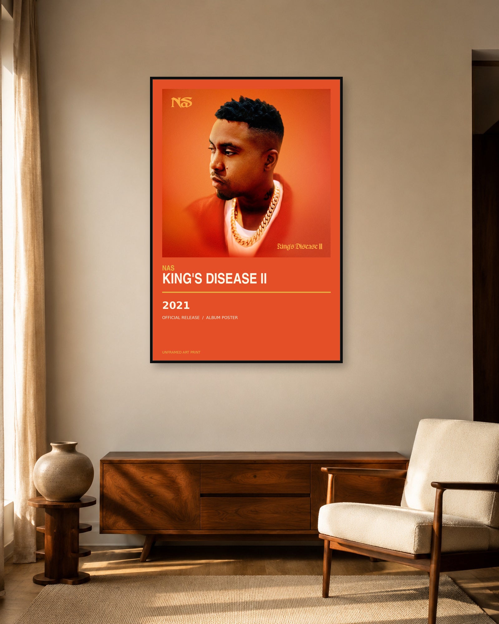 Nas King's Disease II album poster - living room view