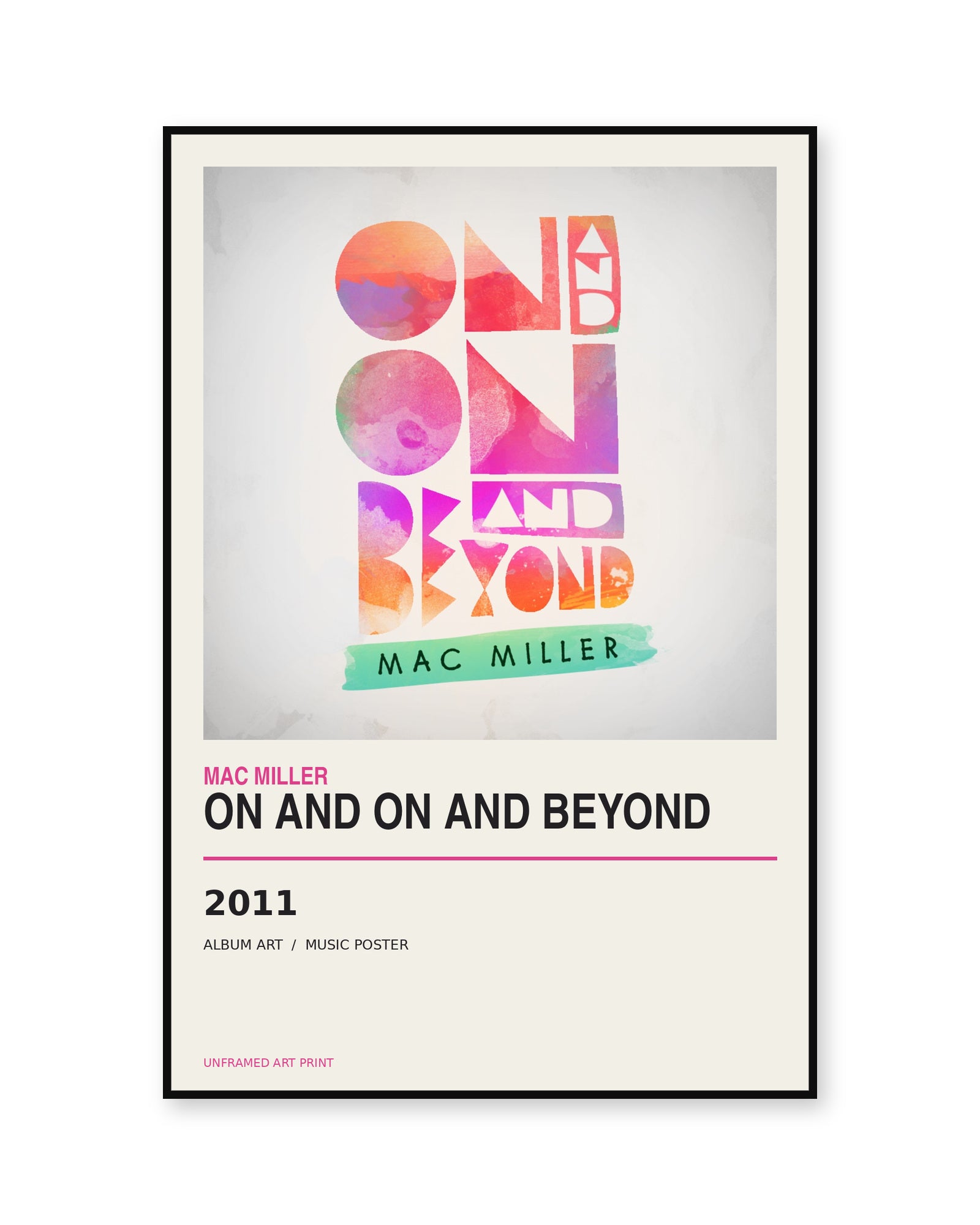 On And On And Beyond Mac Miller unframed music poster - white-background view