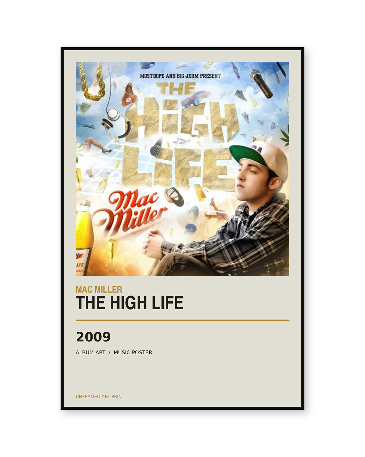 The High Life Mac Miller unframed music poster - white-background view