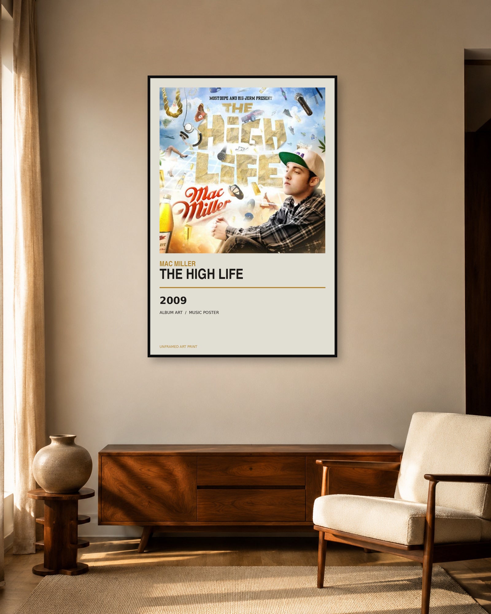 The High Life Mac Miller unframed music poster - living-room view