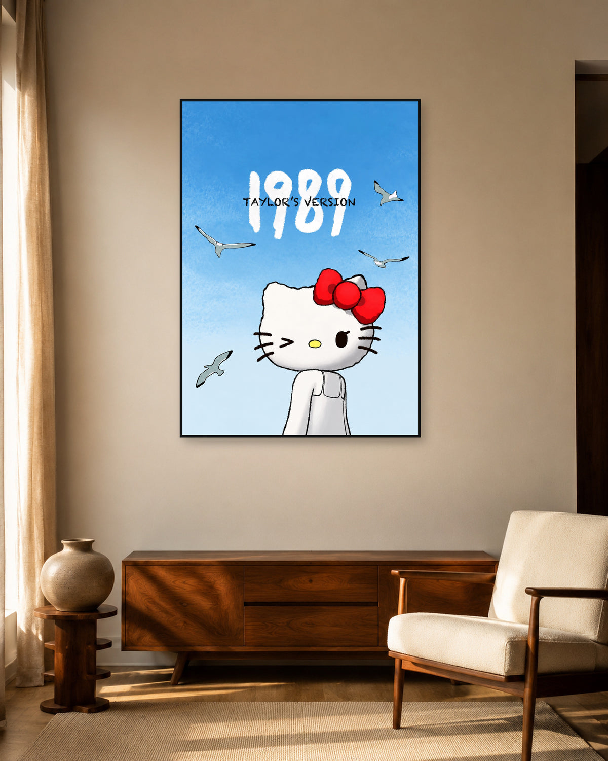 Taylor Swift 1989 (Taylor's Version) Hello Kitty fan art poster — warm living room display
