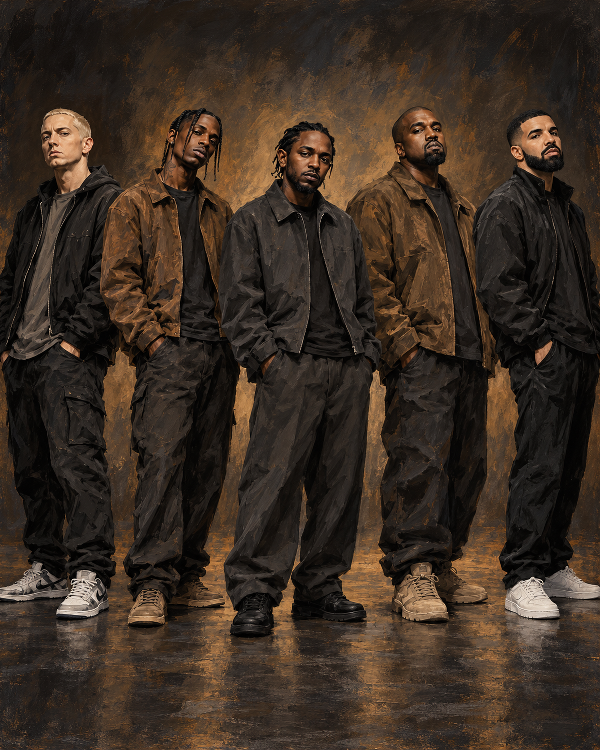 Hip hop music posters – Eminem, Travis Scott, Kendrick Lamar, Kanye West and Drake