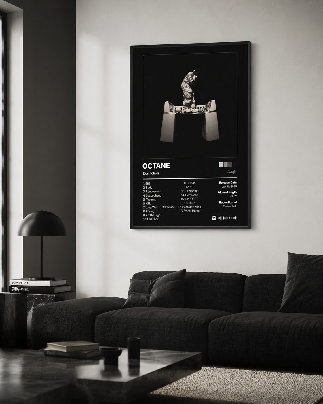 Don Toliver OCTANE Tracklist Poster | Unframed Bedroom Wall Art