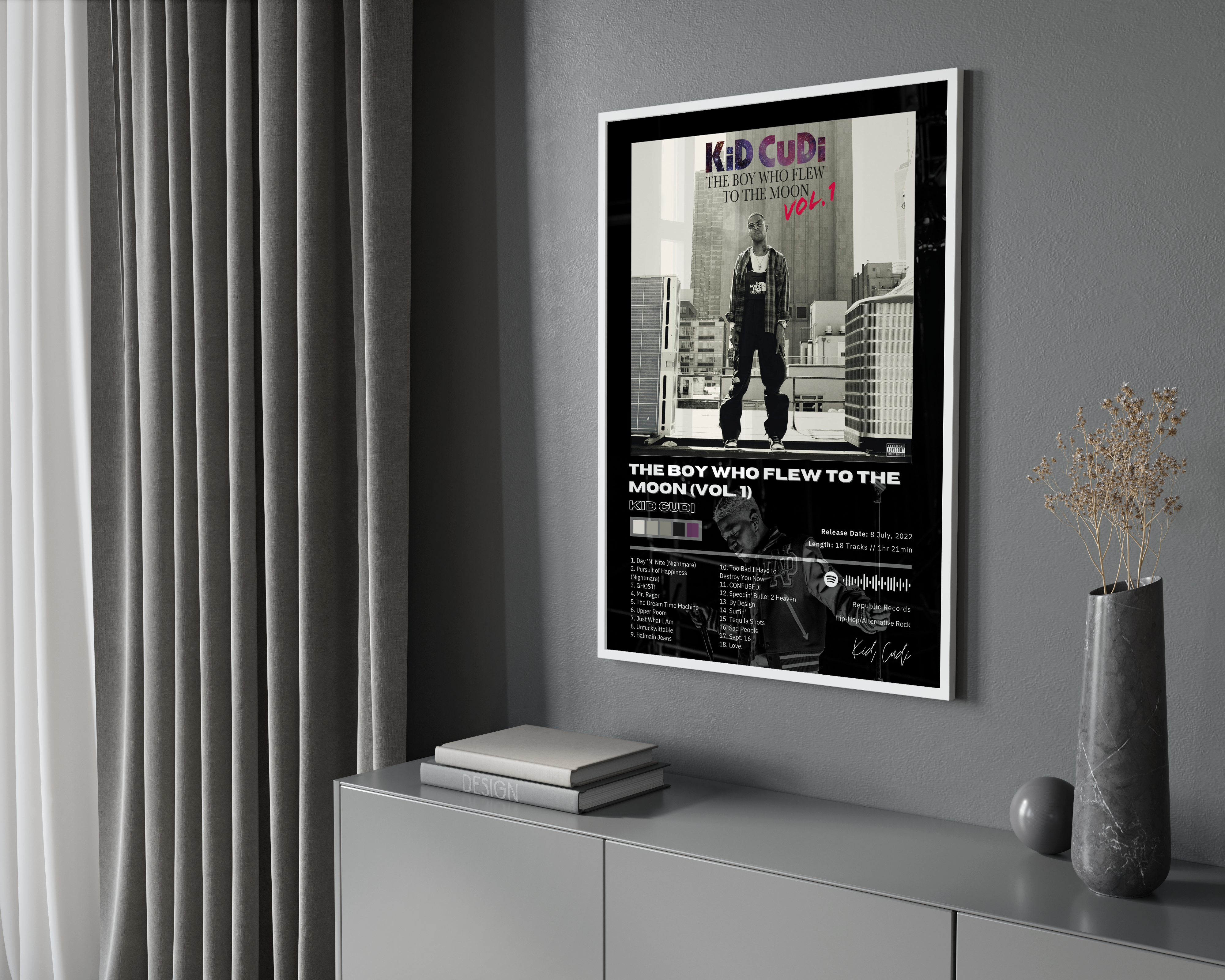 Kid Cudi The Boy Who Flew To The Moon (Vol. 1) Album Poster poster wall art print room decor