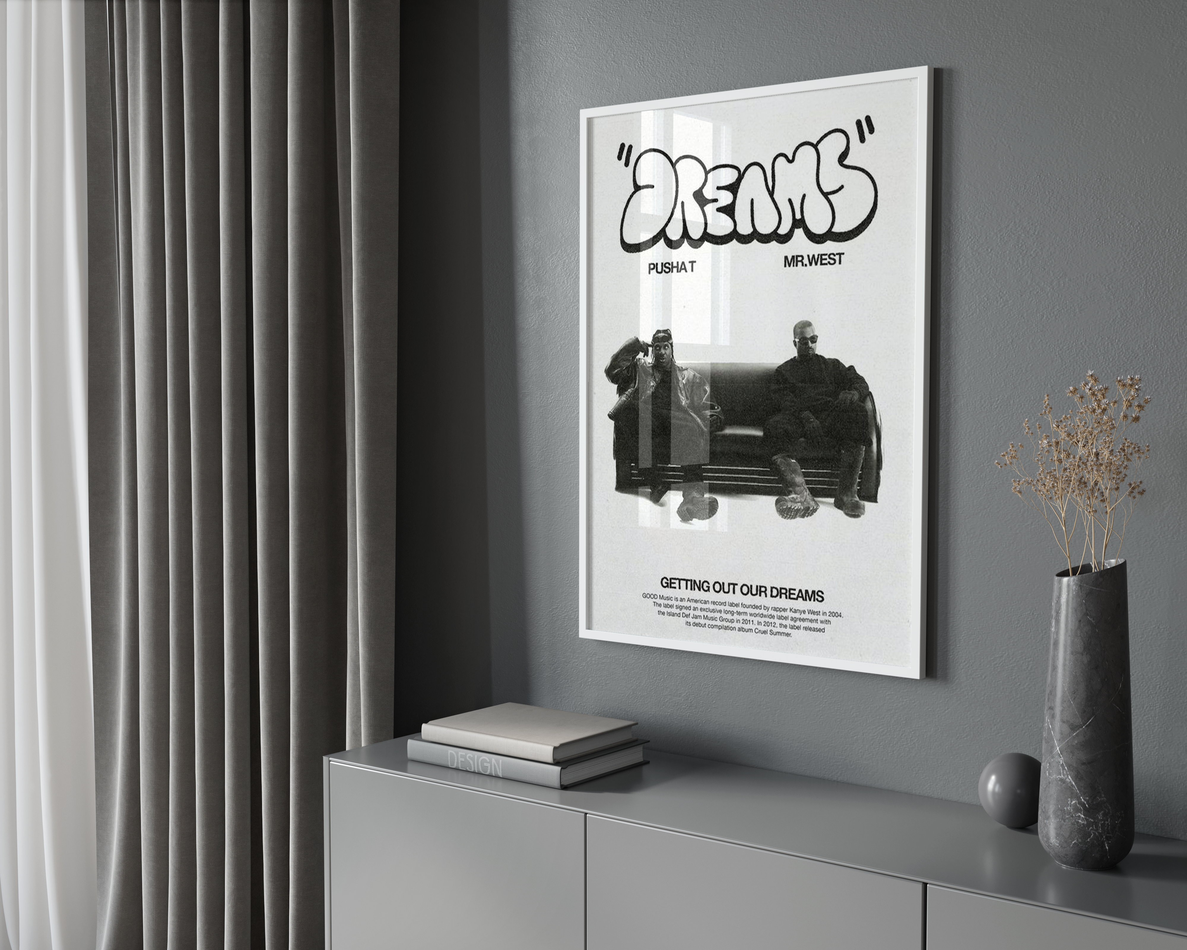 Pusha T & Kanye West Dreams poster wall art print room decor