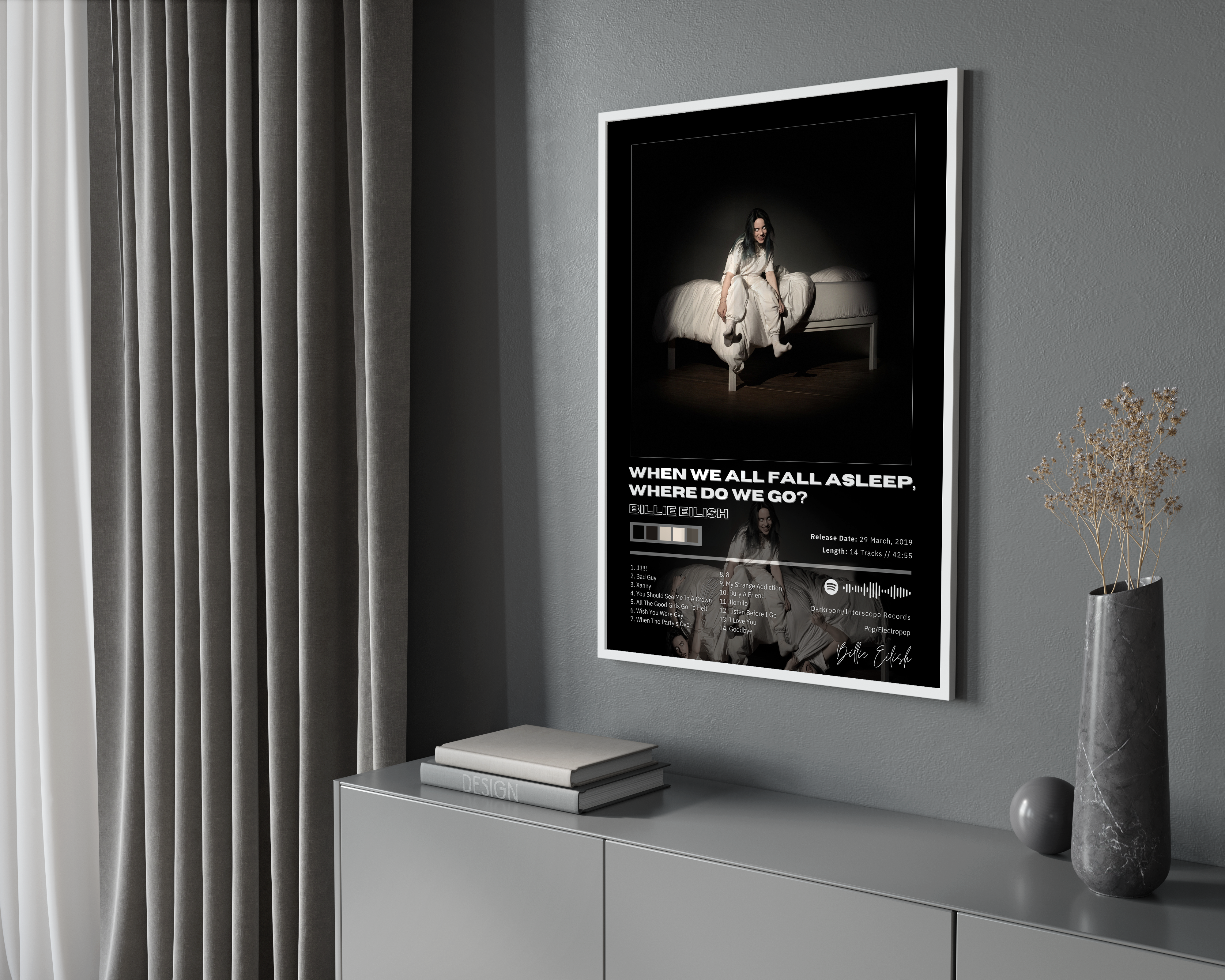 Billie Eilish 'WHEN WE FALL ASLEEP WHERE DO WE GO' Album Poster poster wall art print room decor