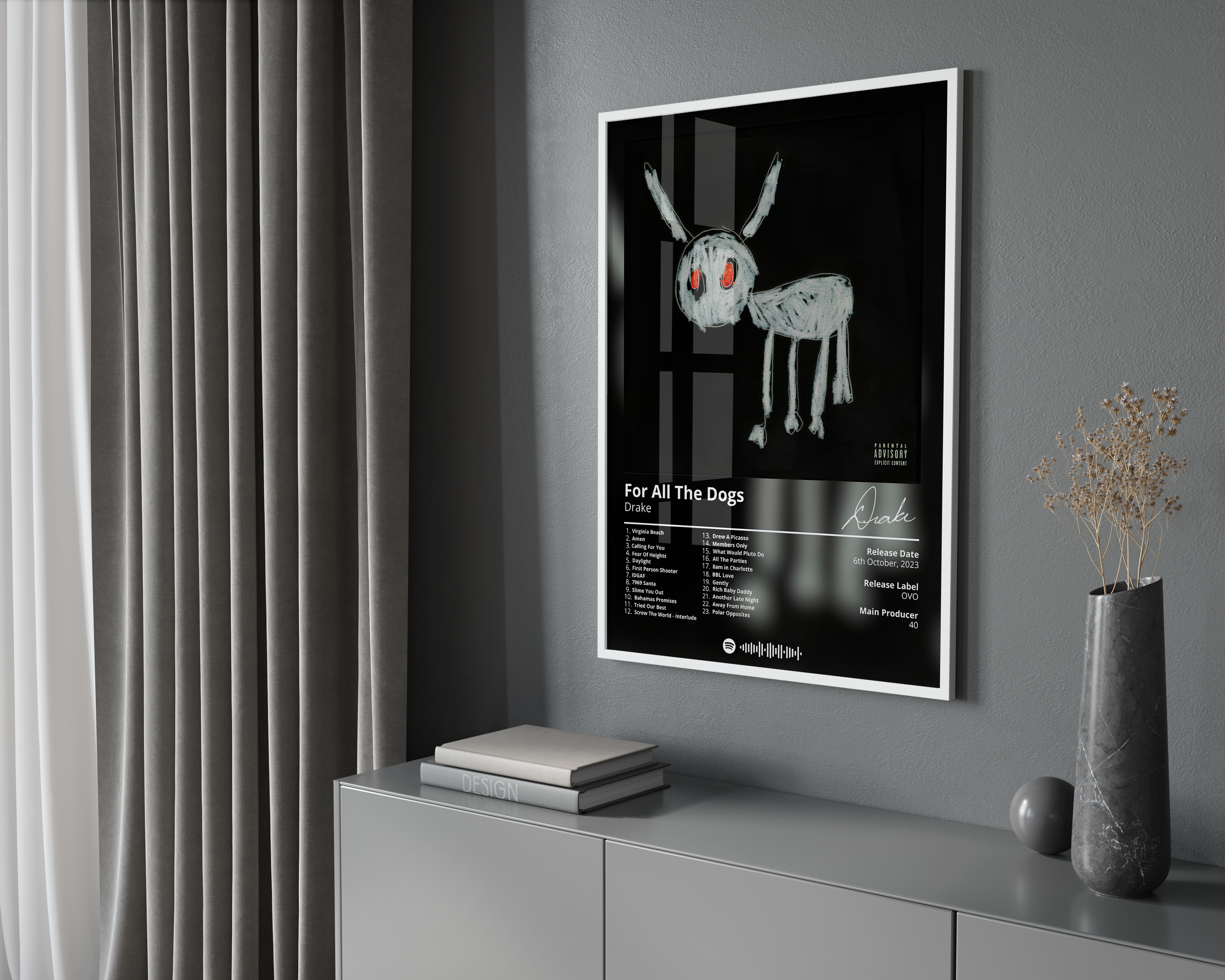 Drake - For All The Dogs Album poster wall art print room decor