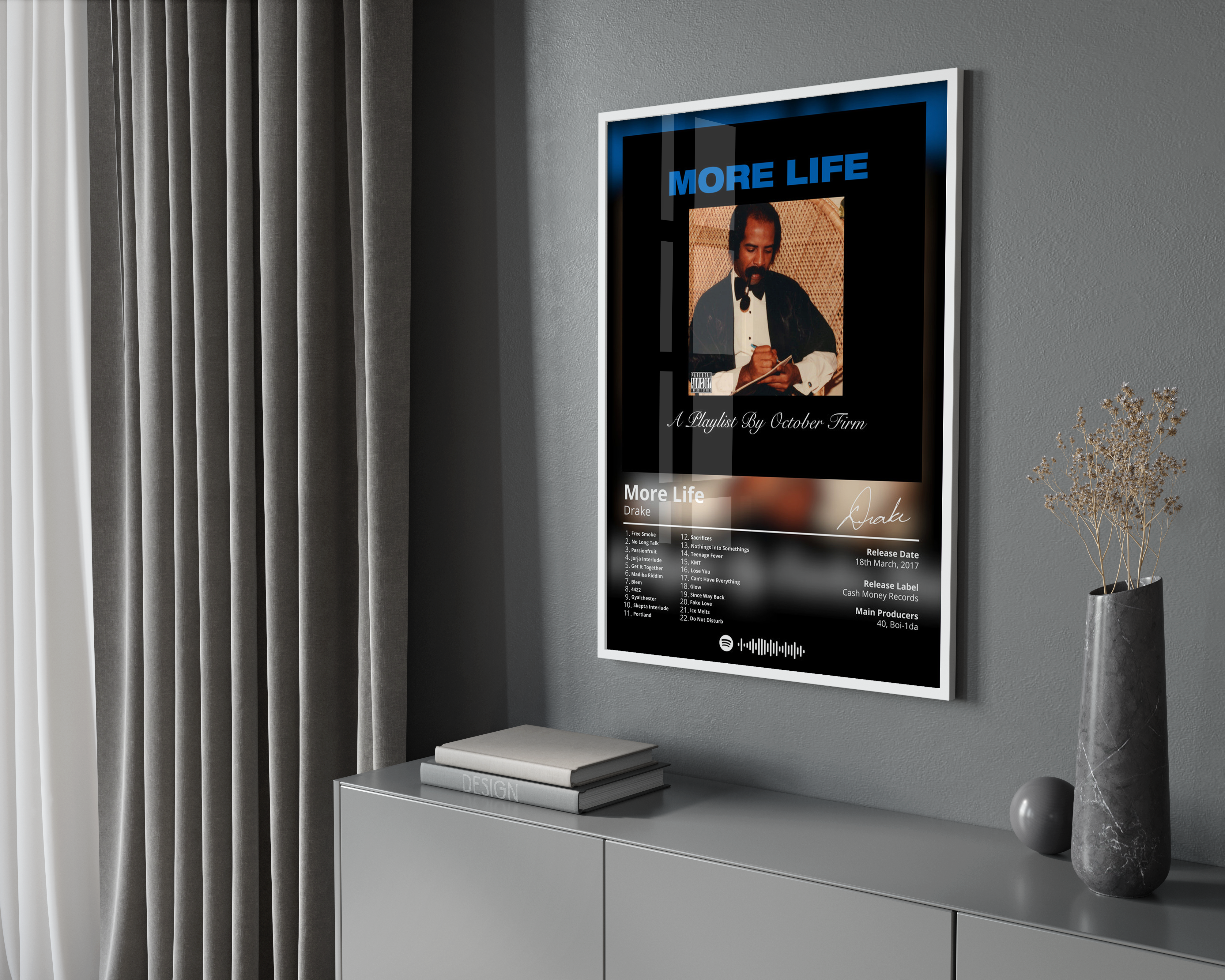 Drake More Life Album poster wall art print room decor