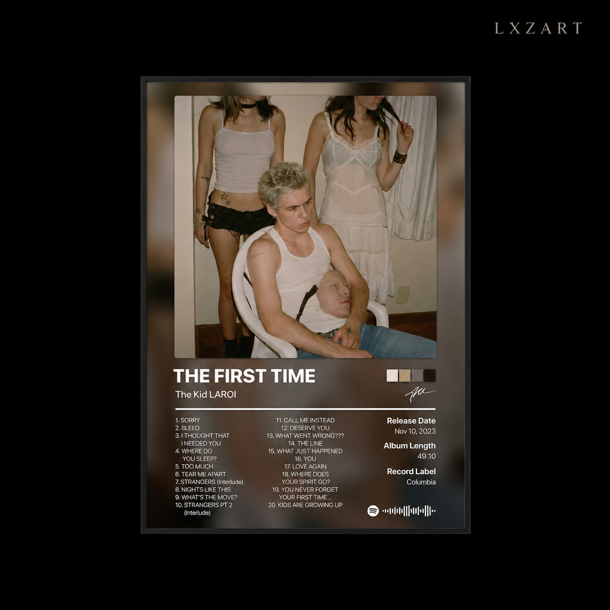The Kid LAROI The First Time Vintage Tracklist Poster | Unframed Bedroom Wall Art