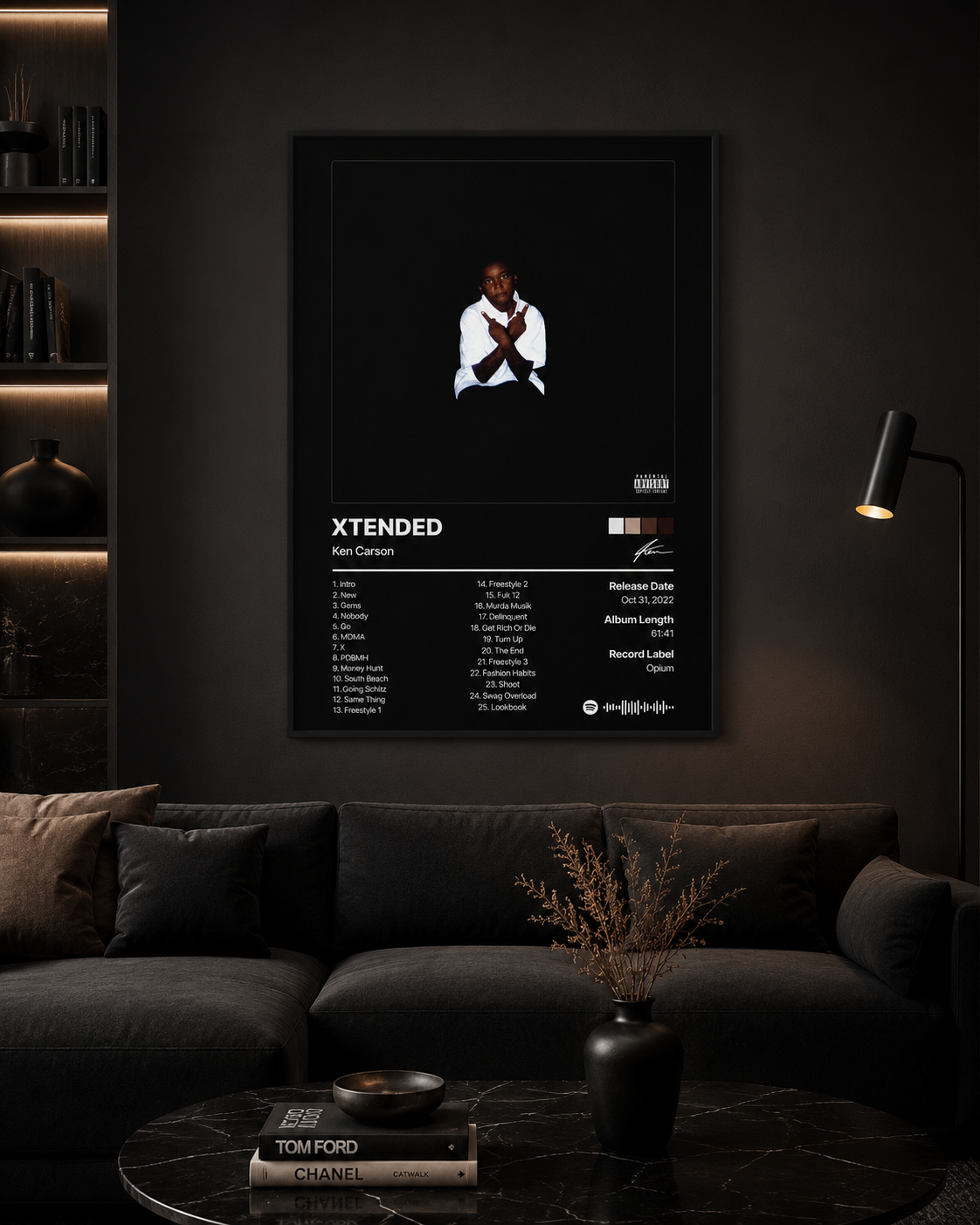 Ken Carson XTENDED Tracklist Poster | Unframed Bedroom Wall Art