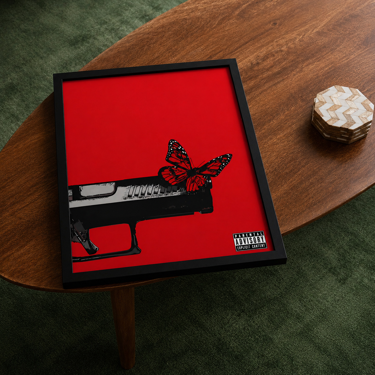 Playboi Carti 레드 버터플라이 포스터 | 무액자 침실 벽 예술