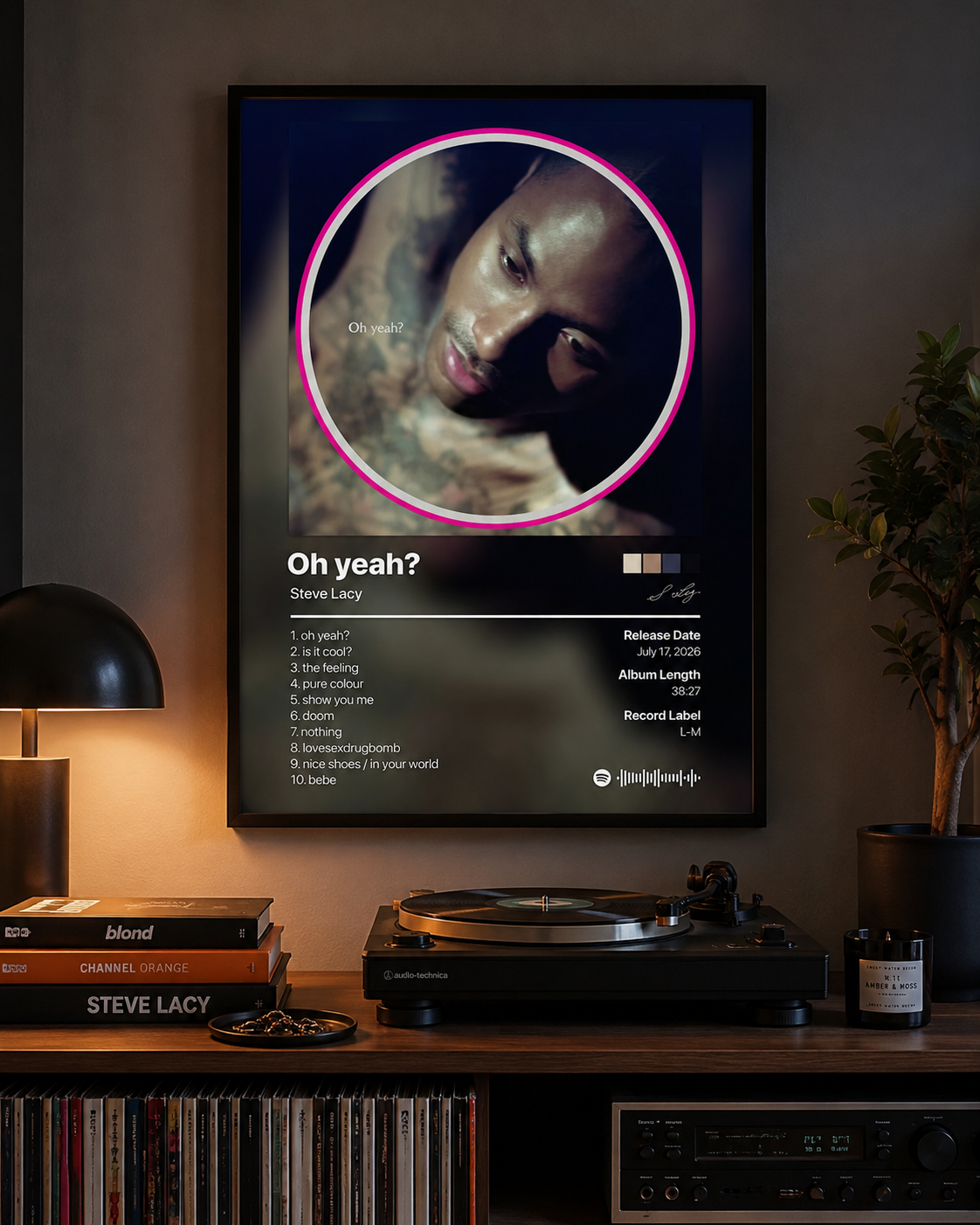 Steve Lacy Oh Yeah? Tracklist Poster | Unframed Bedroom Wall Art