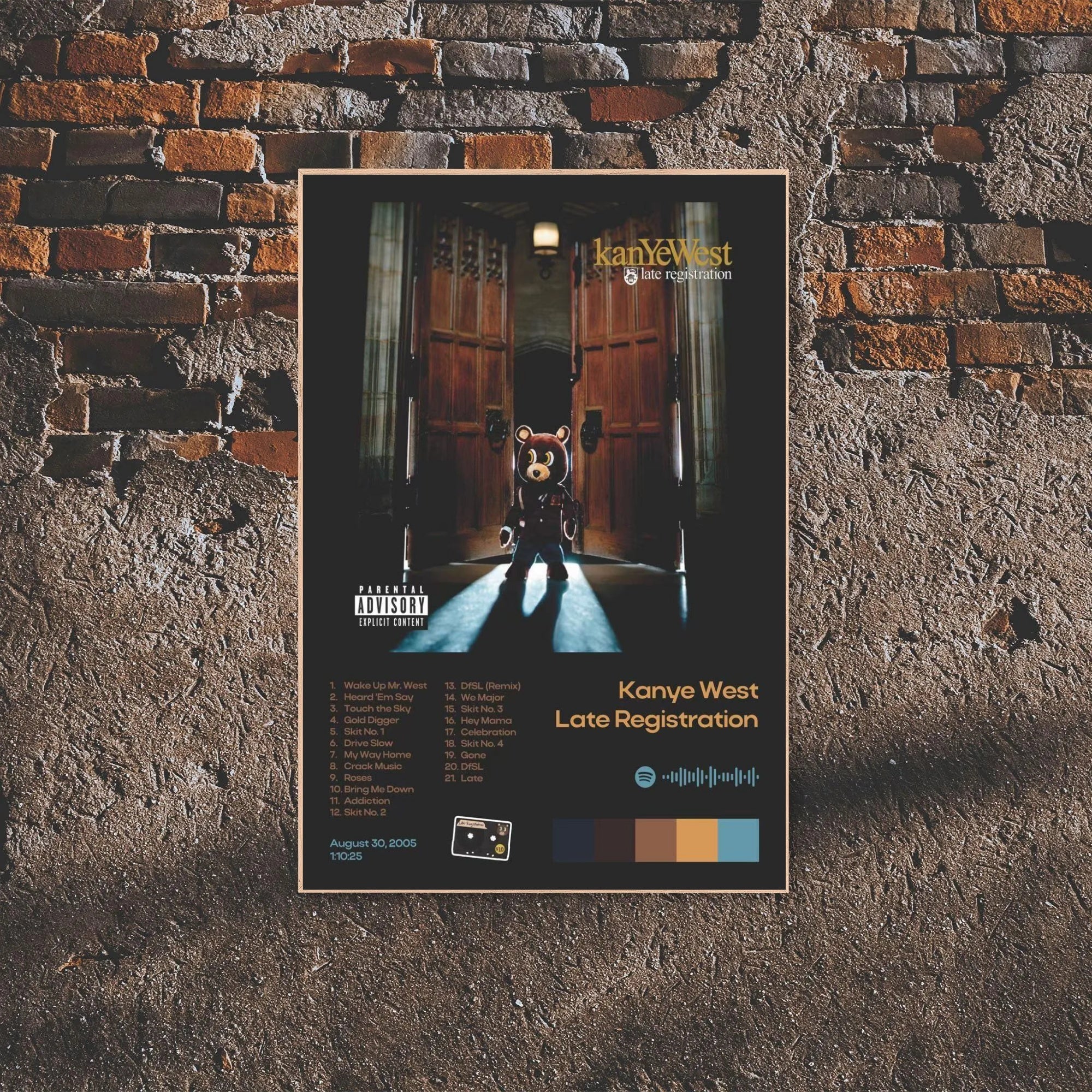 Kanye West Late Registration Tracklist Wall Art Dark Edition poster wall art print room decor