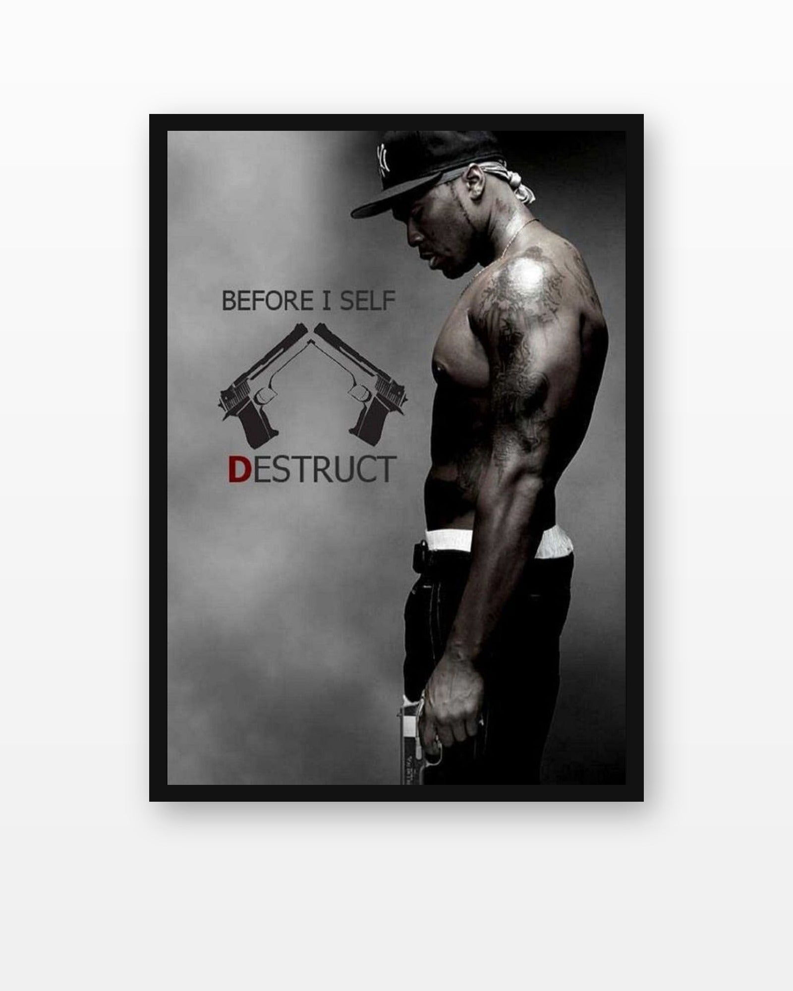 50 Cent Before I Self Destruct Movie Poster in a black frame on a white wall