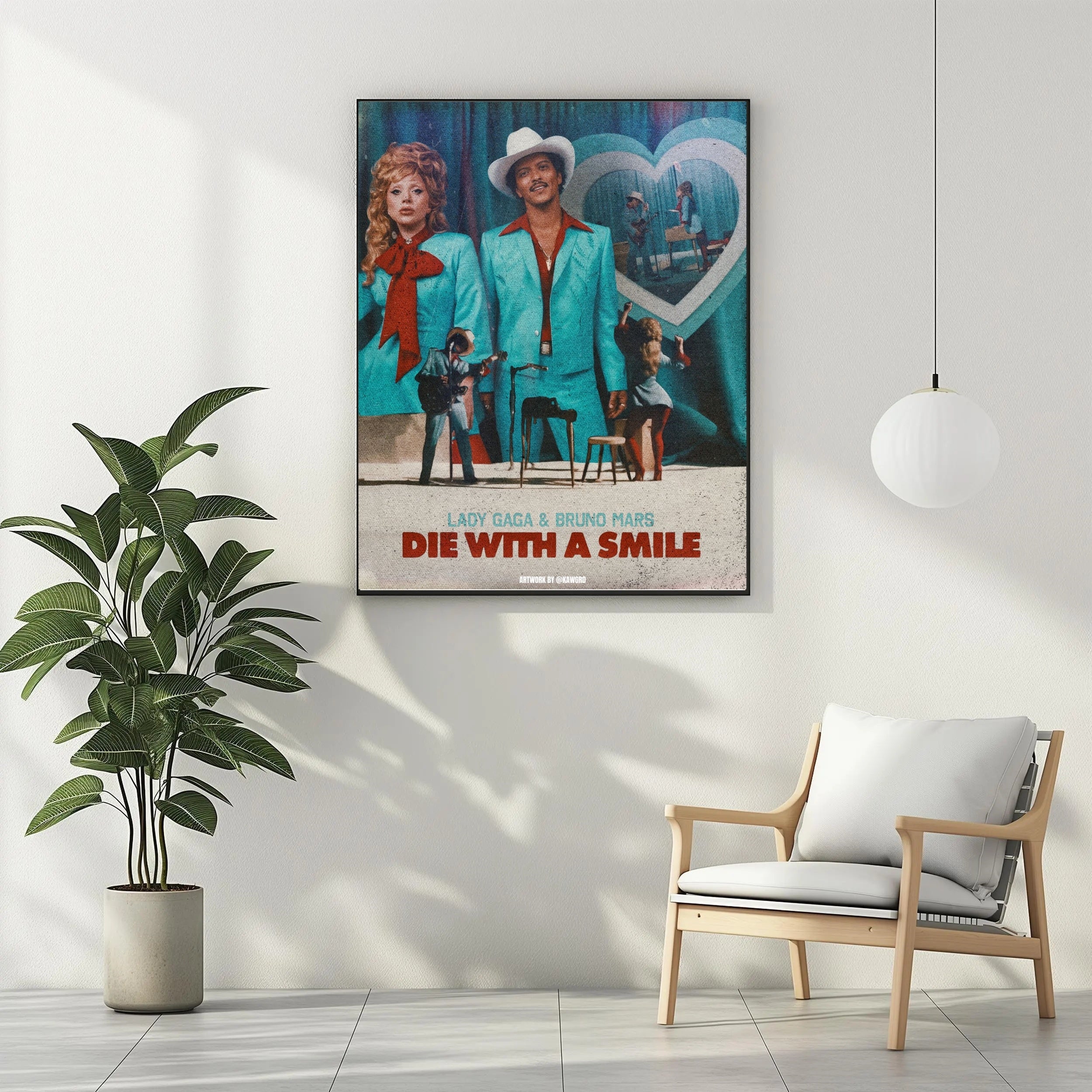 Lady Gaga & Bruno Mars Die With A Smile Vintage Wall Art poster wall art print room decor