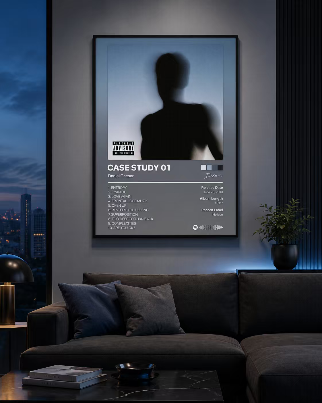 Daniel Caesar CASE STUDY 01 Tracklist Poster | Unframed Bedroom Wall Art
