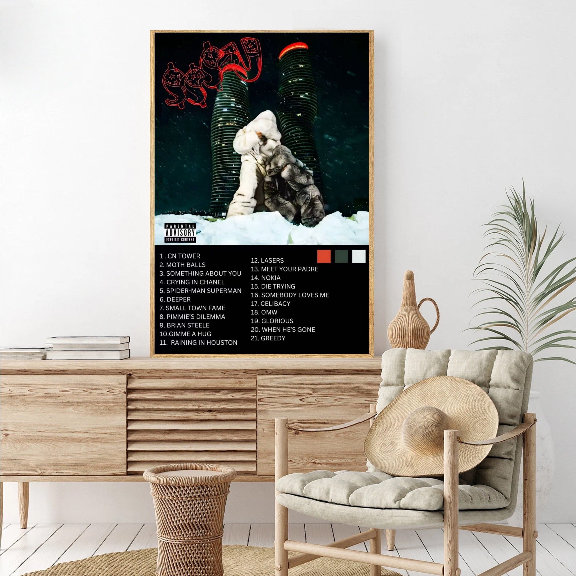 Drake Scary Hours 3 Winter Tower Scene Poster poster wall art print room decor