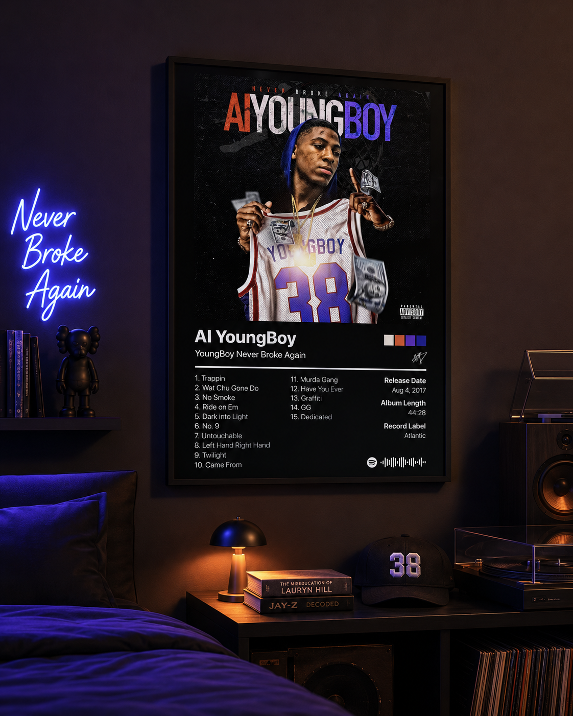 YoungBoy Never Broke Again AI YoungBoy Tracklist Poster | Unframed Bedroom Wall Art