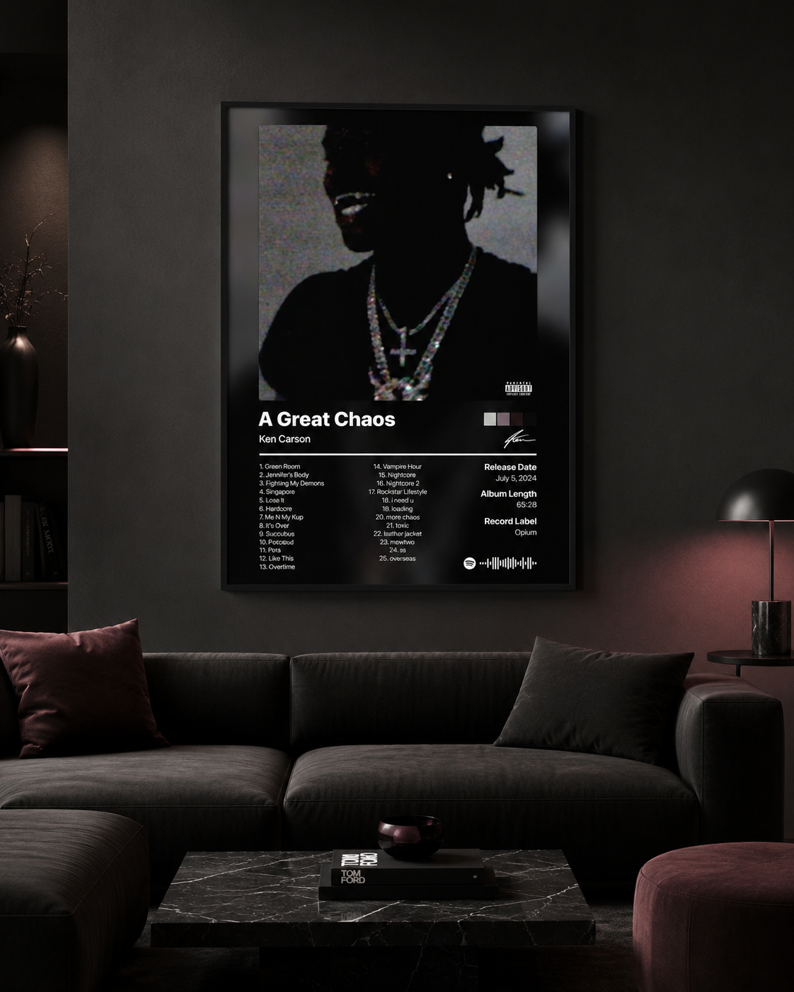 Ken Carson A Great Chaos Tracklist Poster | Unframed Bedroom Wall Art