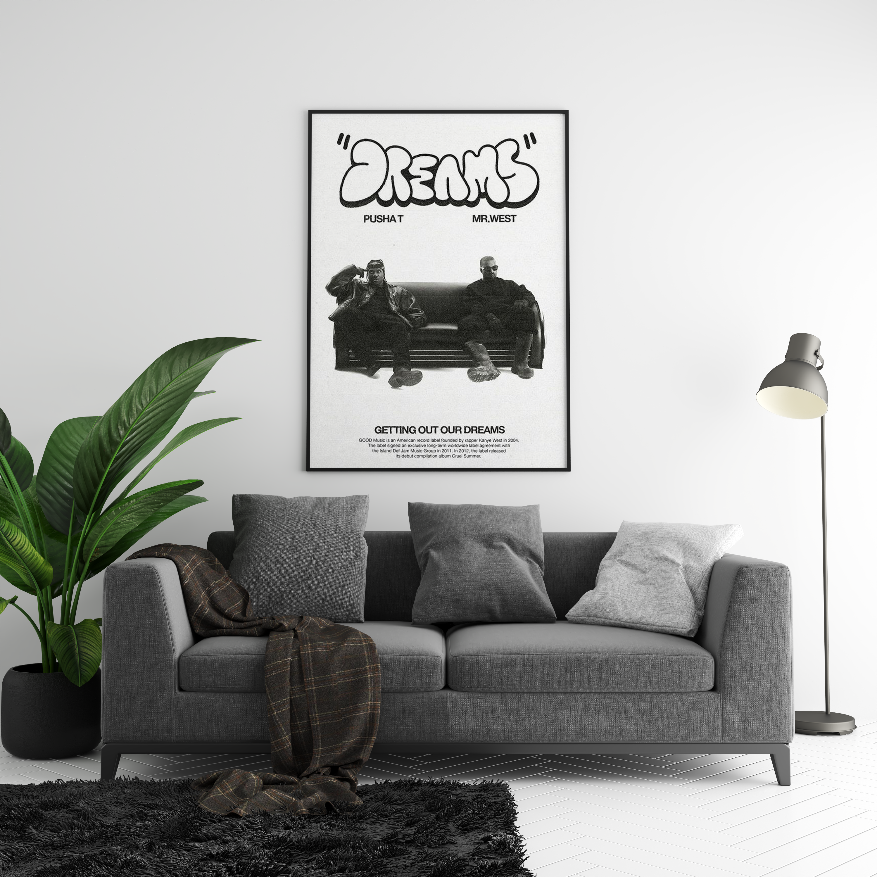 Pusha T & Kanye West Dreams poster wall art print room decor