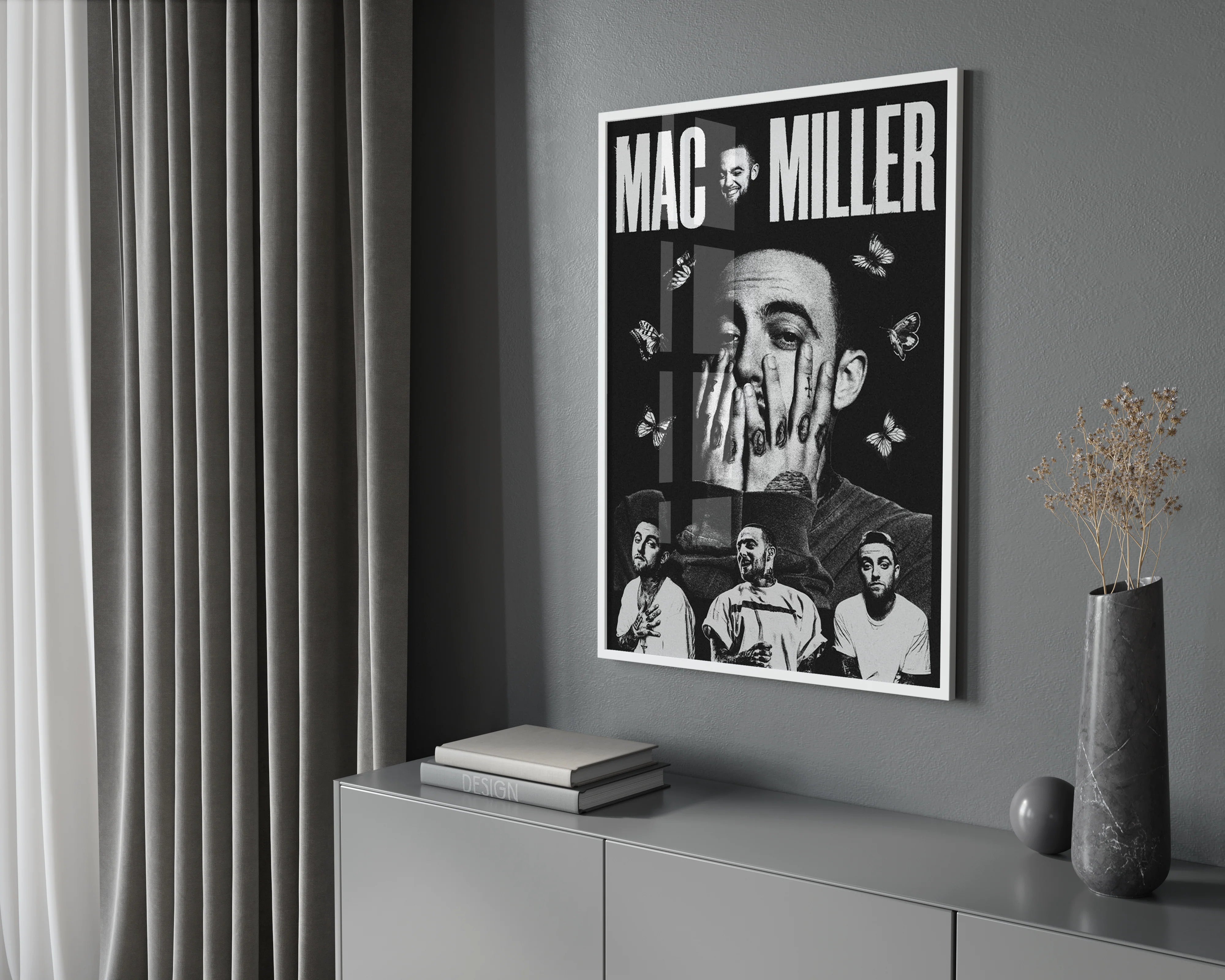 Mac Miller 인물 콜라주 포스터 | 액자 없는 침실 벽 장식