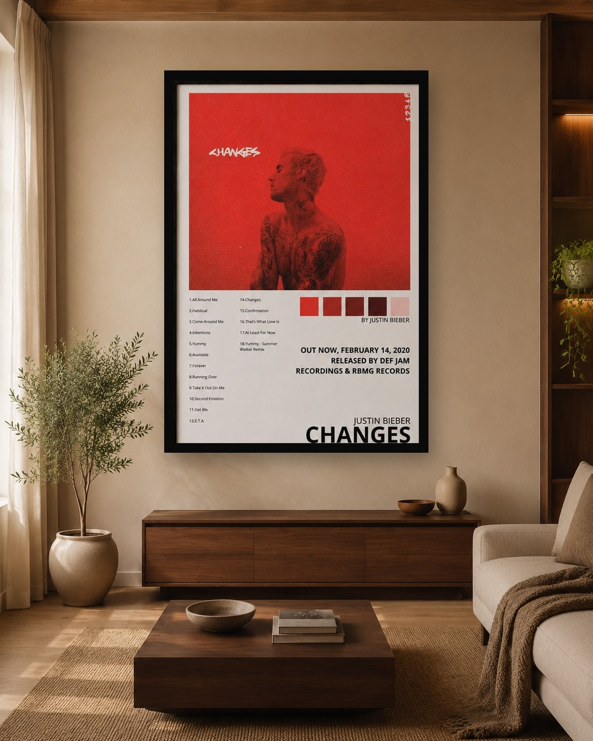 Justin Bieber Changes Album Poster in a second coordinated interior