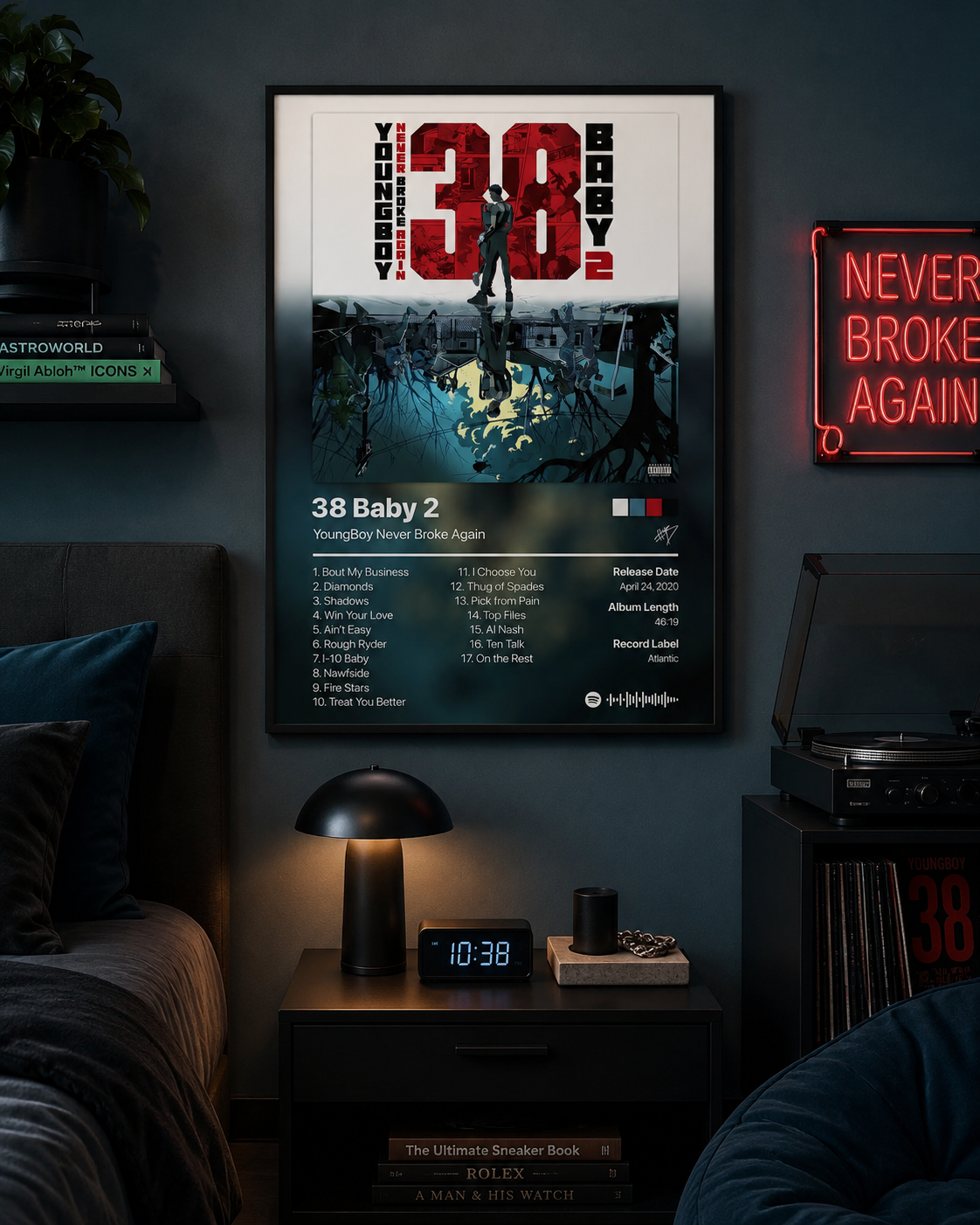 YoungBoy Never Broke Again 38 Baby 2 Tracklist Poster | Unframed Bedroom Wall Art