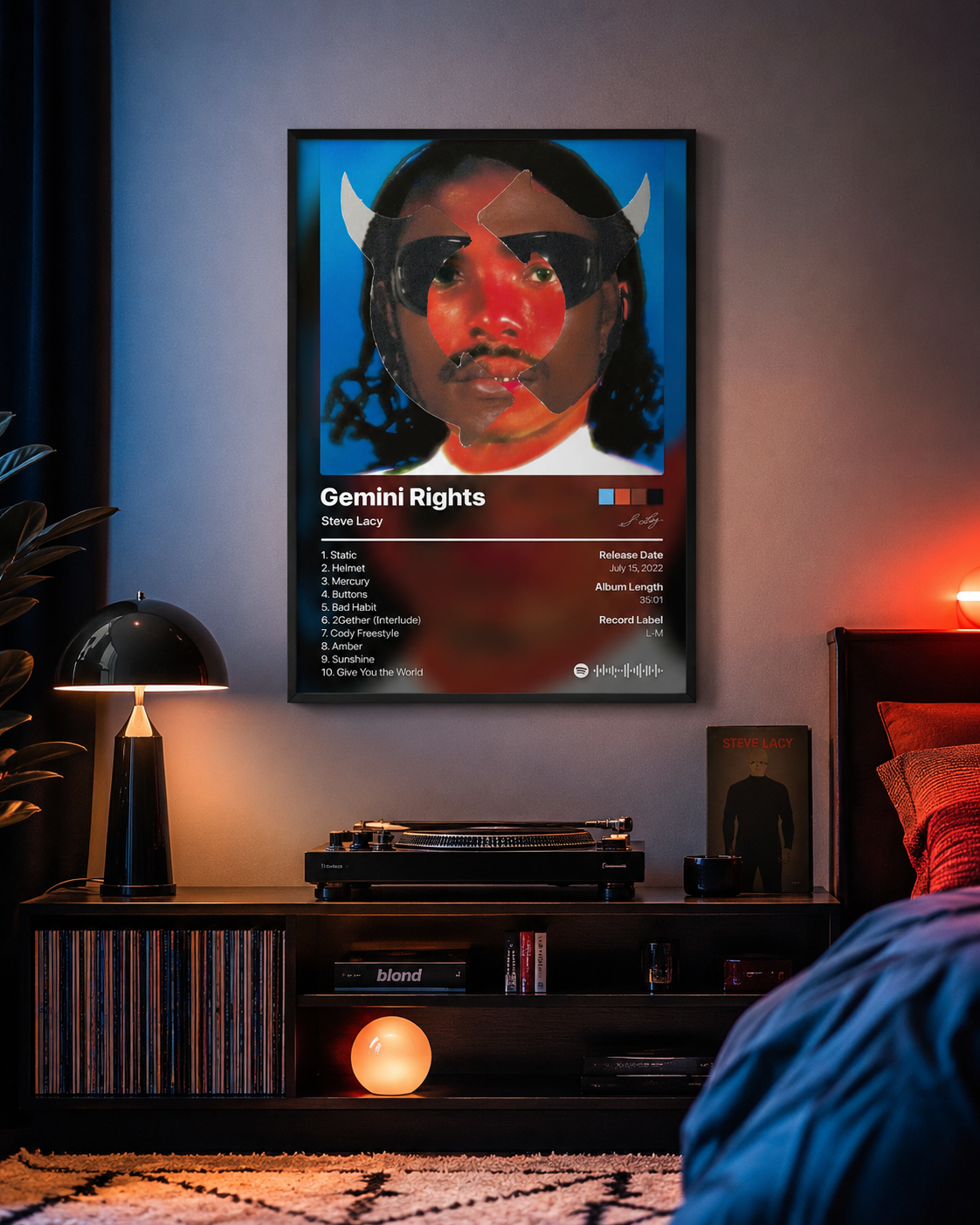 Steve Lacy Gemini Rights Tracklist Poster | Unframed Bedroom Wall Art