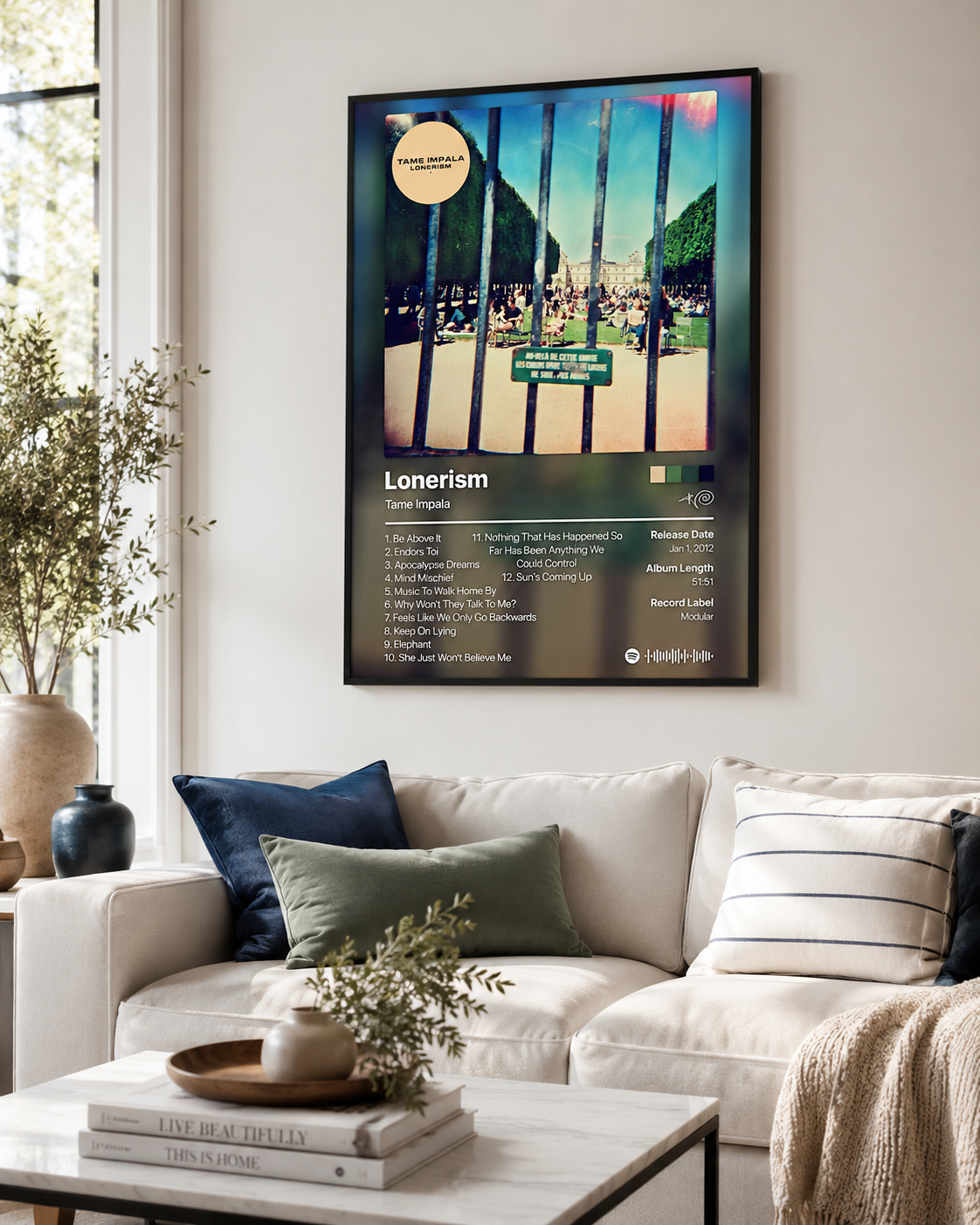 Tame Impala Lonerism Tracklist Poster | Unframed Bedroom Wall Art