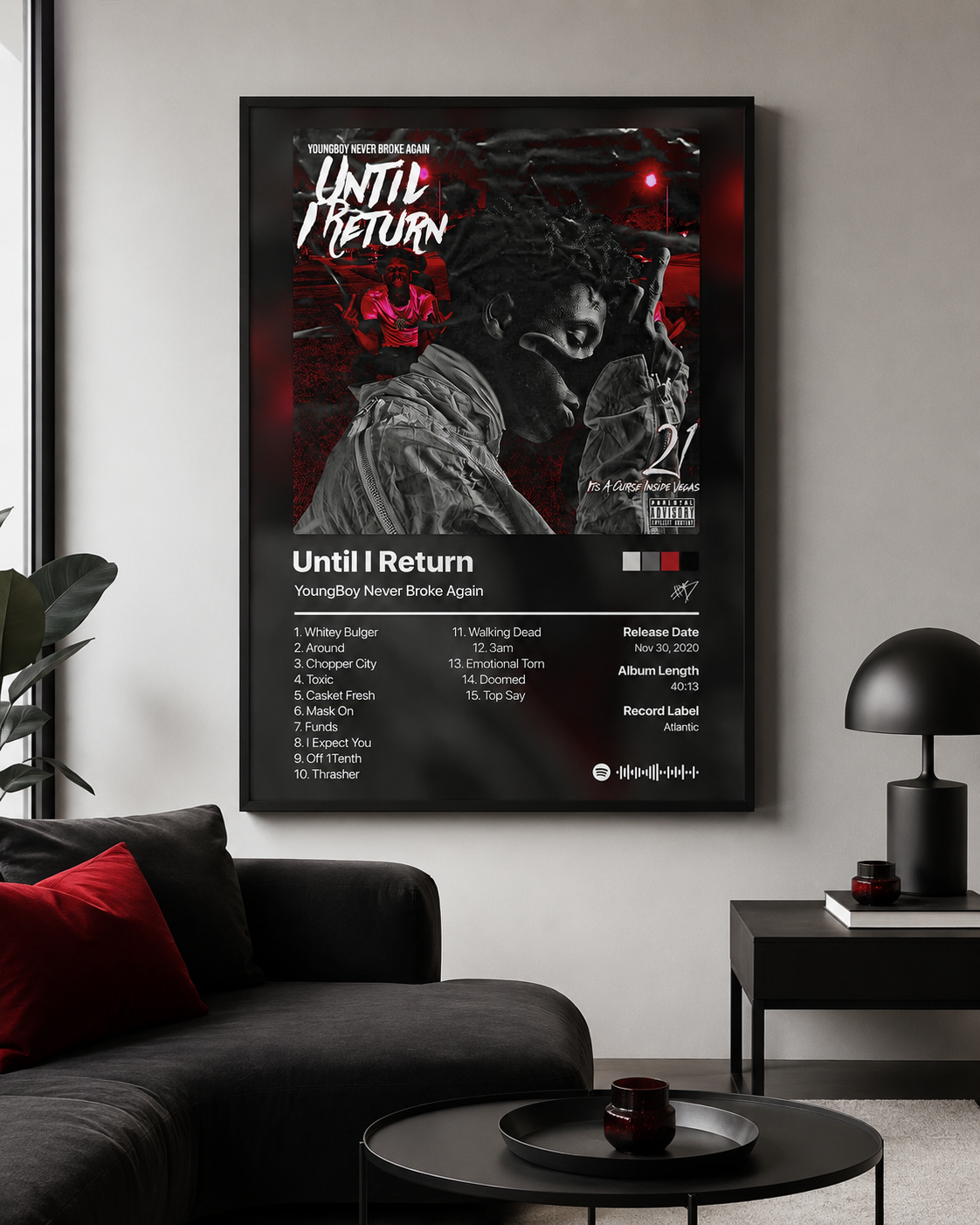 YoungBoy Never Broke Again Until I Return Tracklist Poster | Unframed Bedroom Wall Art