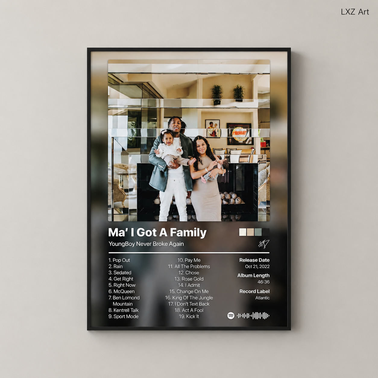 YoungBoy Never Broke Again Ma' I Got A Family Tracklist Poster | Unframed Bedroom Wall Art