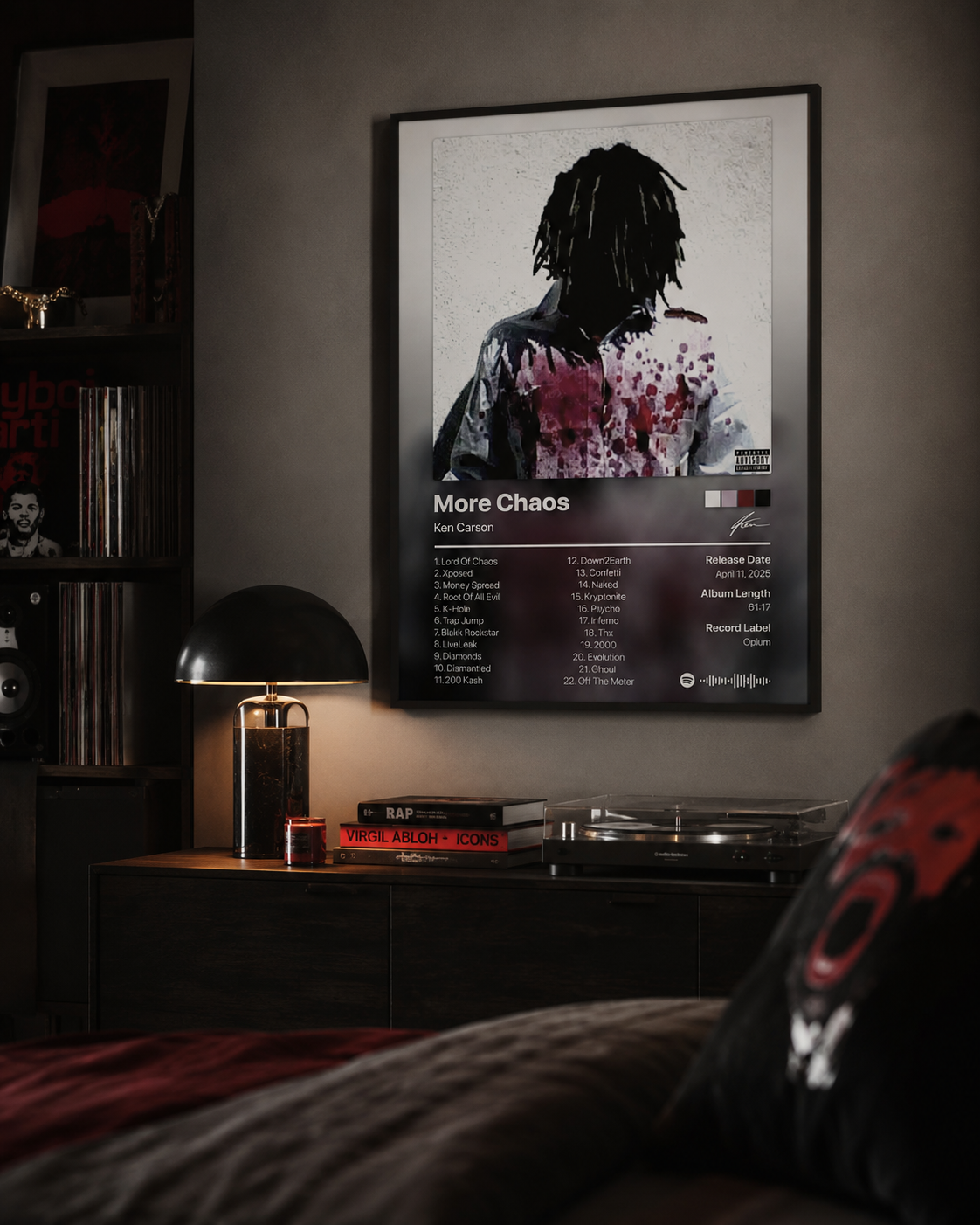 Ken Carson More Chaos Tracklist Poster | Unframed Bedroom Wall Art
