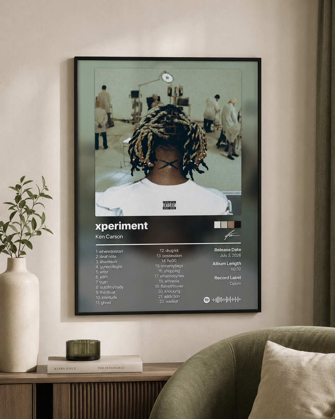 Ken Carson xperiment Tracklist Poster | Unframed Bedroom Wall Art