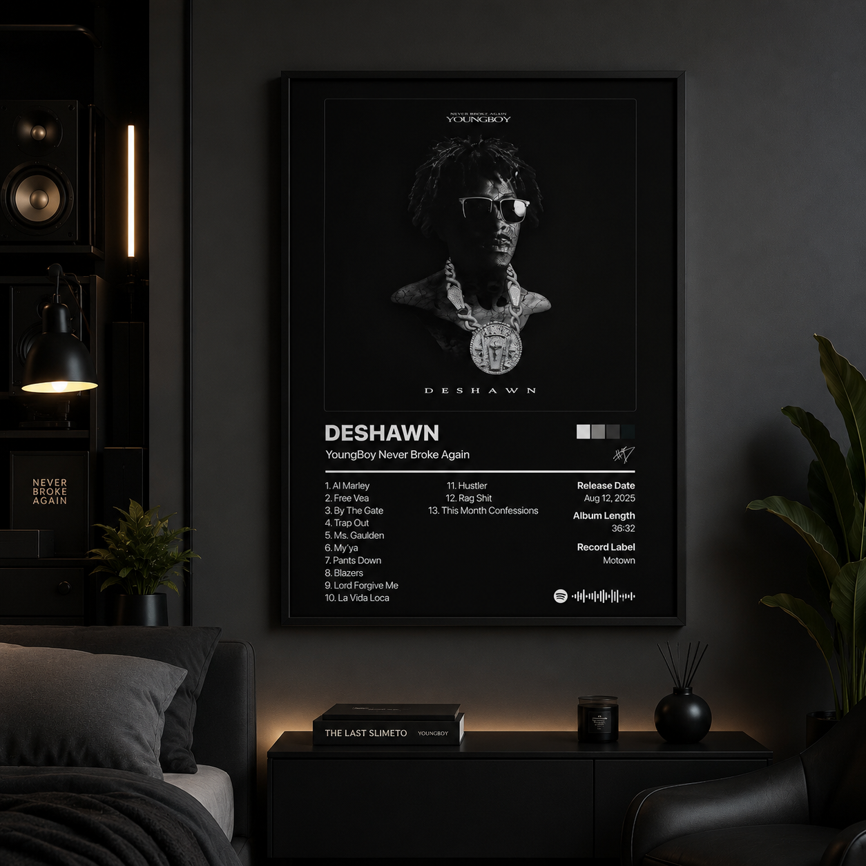 YoungBoy Never Broke Again DESHAWN Tracklist Poster | Unframed Bedroom Wall Art
