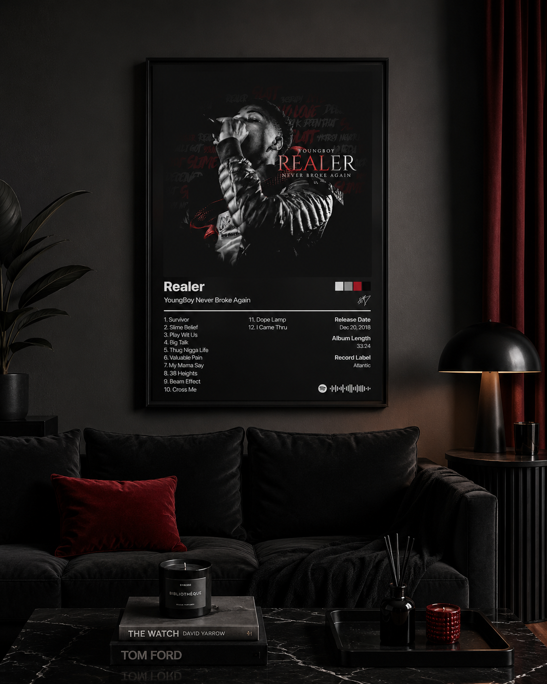 YoungBoy Never Broke Again Realer Tracklist Poster | Unframed Bedroom Wall Art
